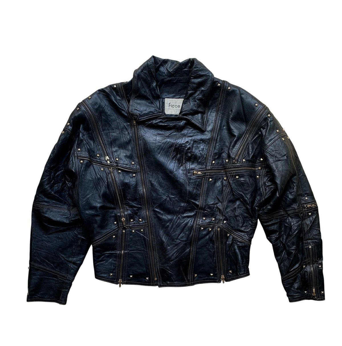 Yoshiyuki Konishi Vintage ficce multi zipper studded sheepskin leather jacket Size US L / EU 52-54 / 3 - 1 Thumbnail