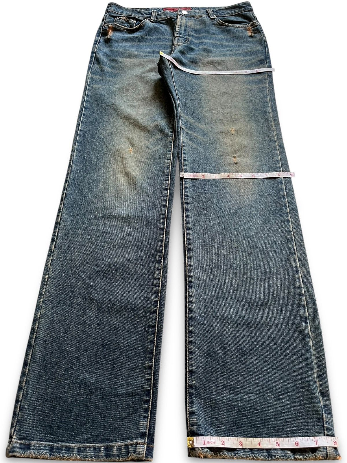 Japanese Brand SALES 🔥 Vintage Japanese Brand Rusty Wash Rip Loose Jeans Size US 32 / EU 48 - 12 Thumbnail