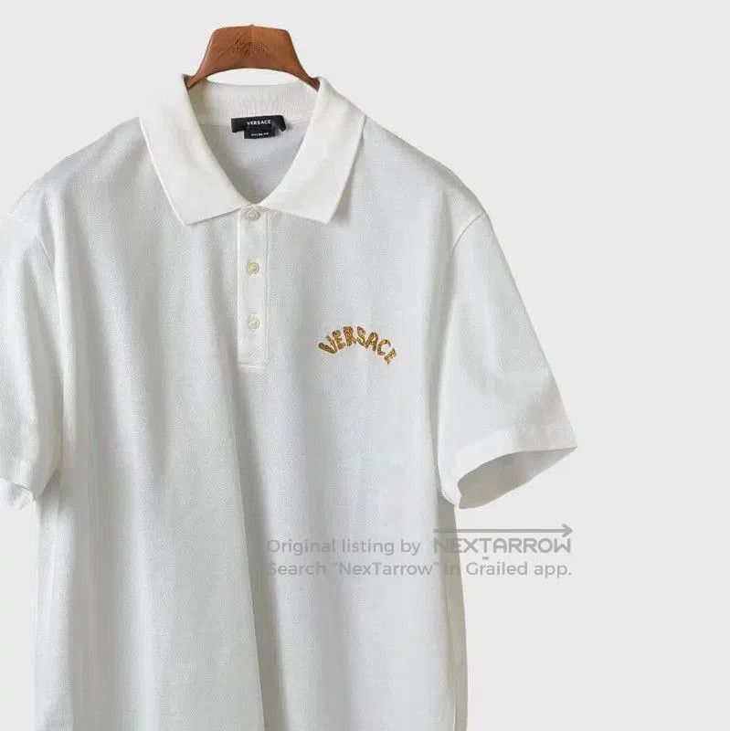 Versace White Logo Short Sleeve Polo Shirt .