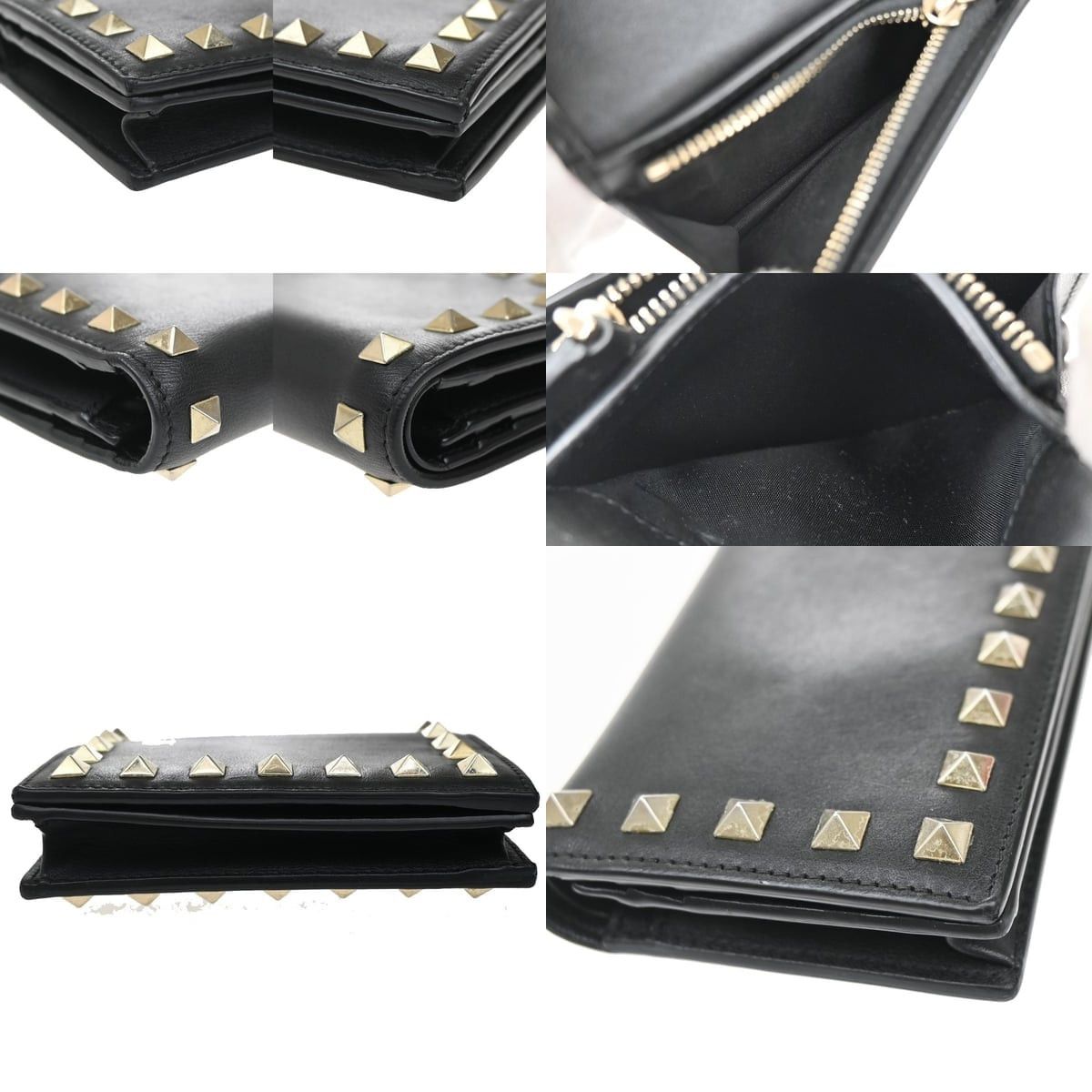 Valentino Valentino Leather Rockstud Flap Card Case Black Size ONE SIZE - 4 Thumbnail