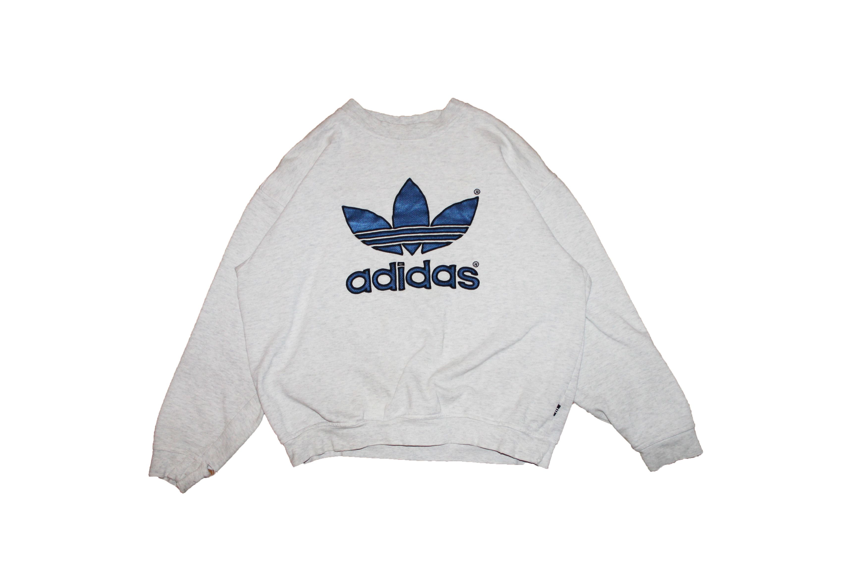 Adidas × Vintage 90s Adidas Vintage Sweatshirts Distressed Big Logo Size US L / EU 52-54 / 3 - 1 Thumbnail