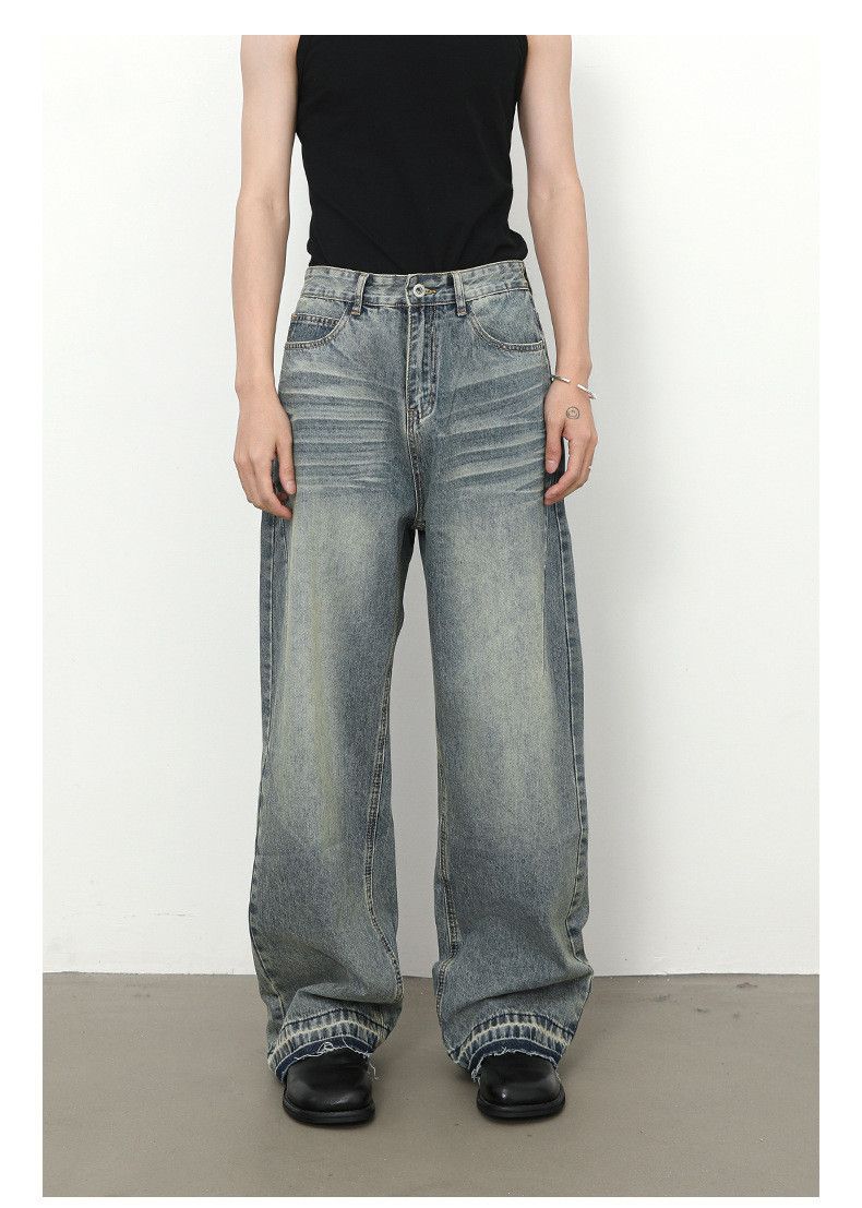 Japanese Brand Men's Retro Loose Straight Washed Distressed Wide Leg Jeans Size US 32 / EU 48 - 1 Thumbnail