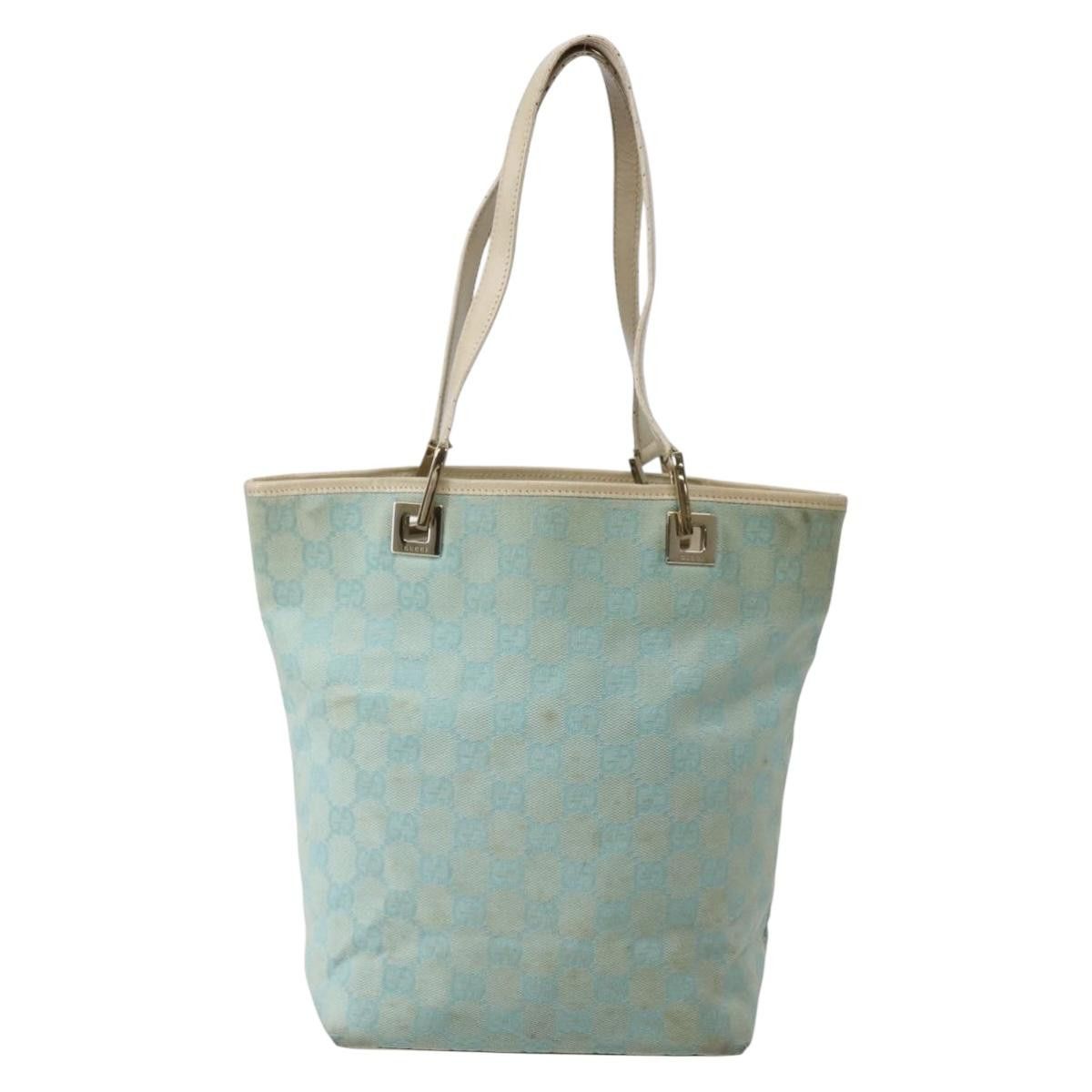 Gucci GUCCI GG Canvas Tote Bag Light Blue Gold 002 002 Size ONE SIZE - 2 Thumbnail