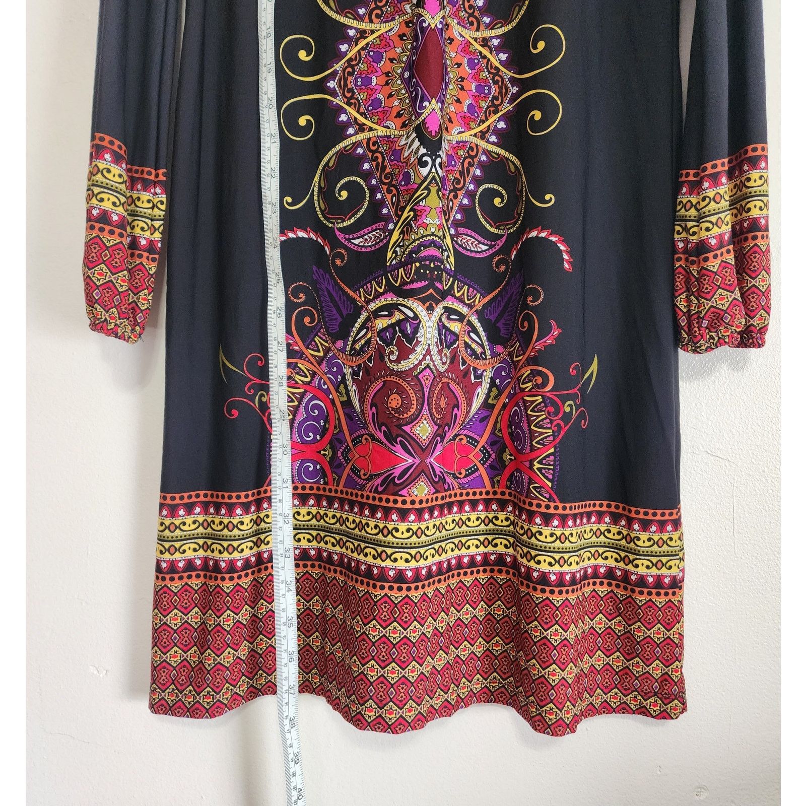 Other Emma & Michele Black Multicolor Paisley Shift Midi Dress Size M / US 6-8 / IT 42-44 - 4 Thumbnail