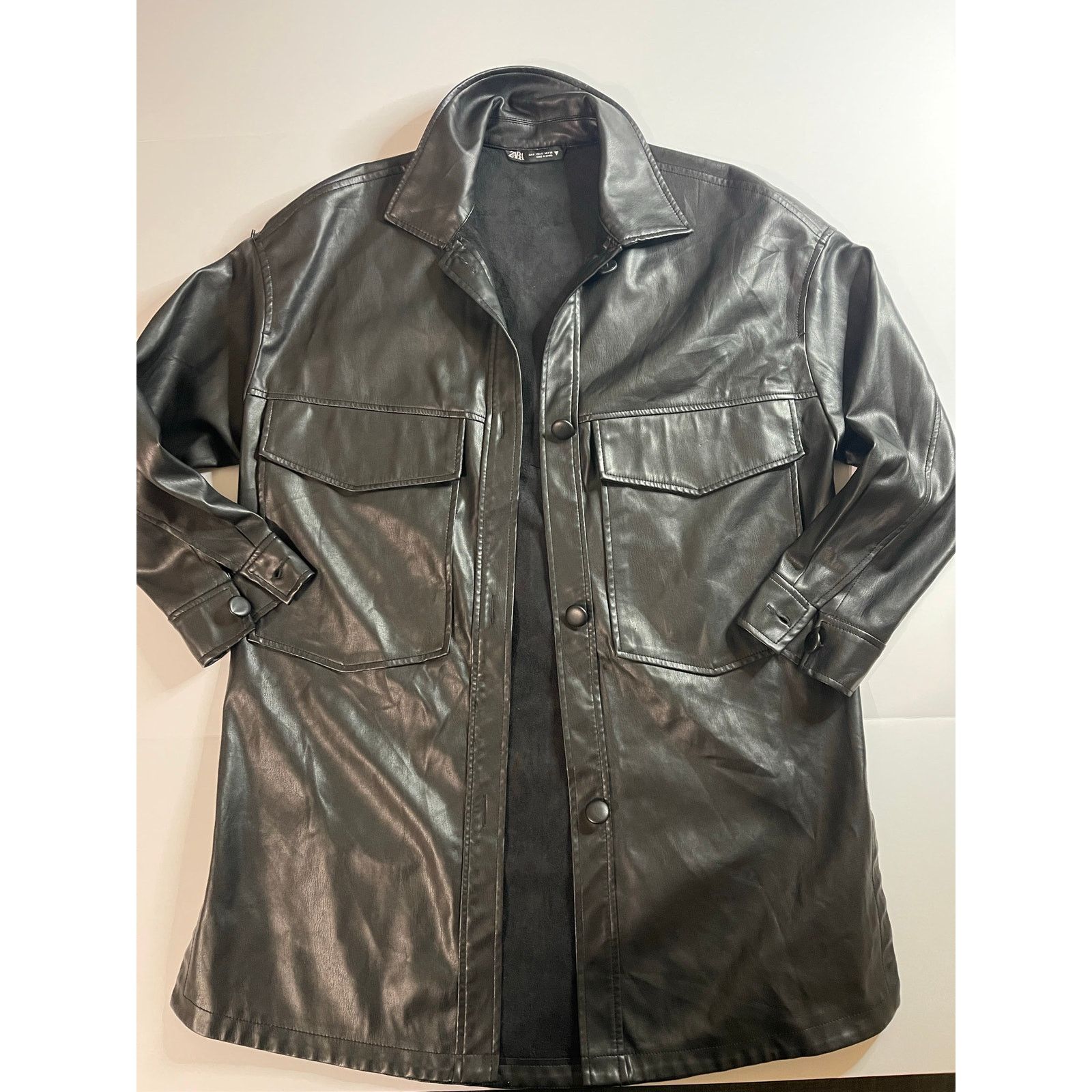 Zara ZARA Black Leather Jacket S Size S / US 4 / IT 40 - 2 Thumbnail