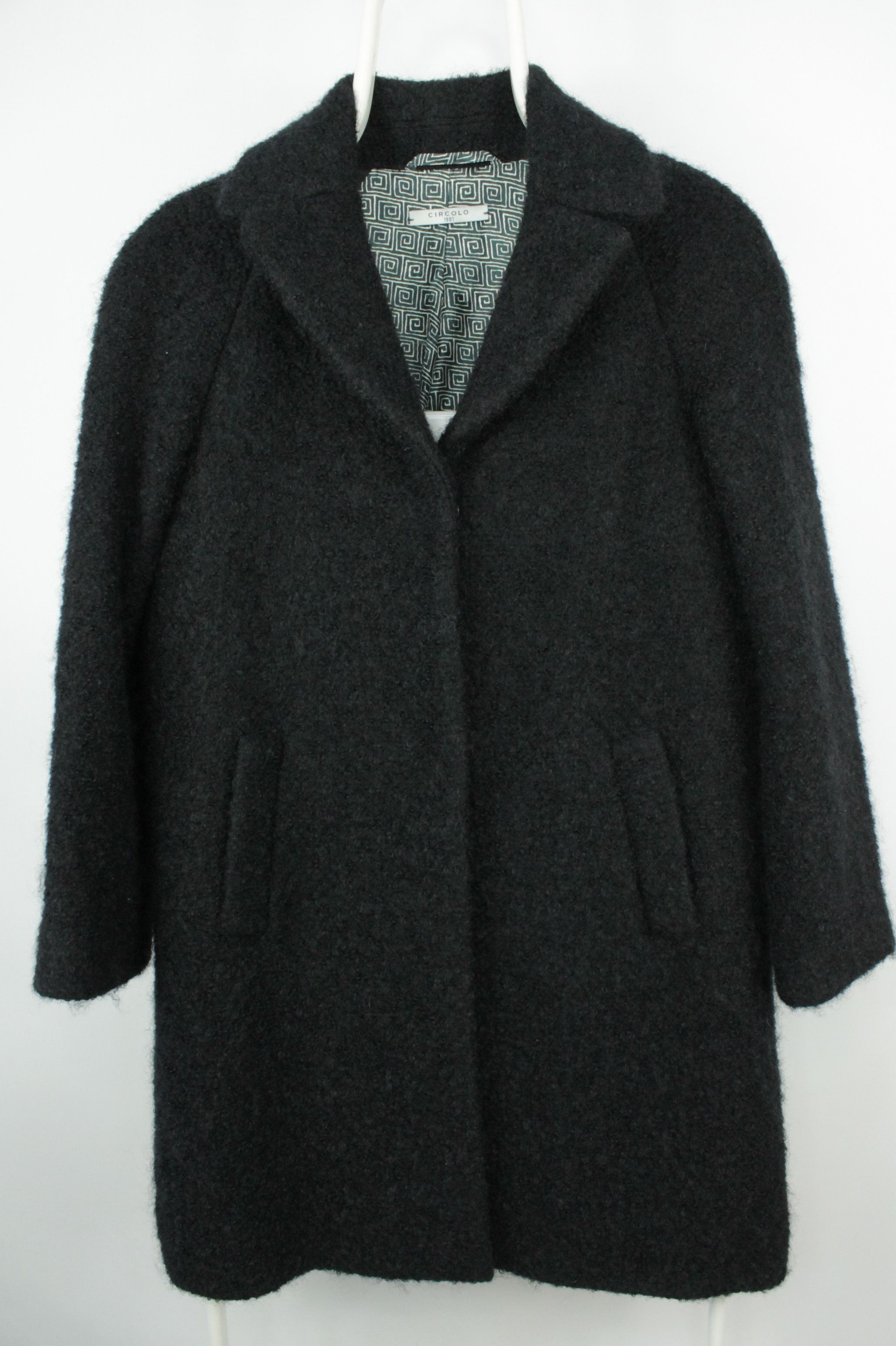 Circolo 1901 Circolo 1901 Mohair Wool Blend Black Women's Coat Size S / US 4 / IT 40 - 1 Thumbnail