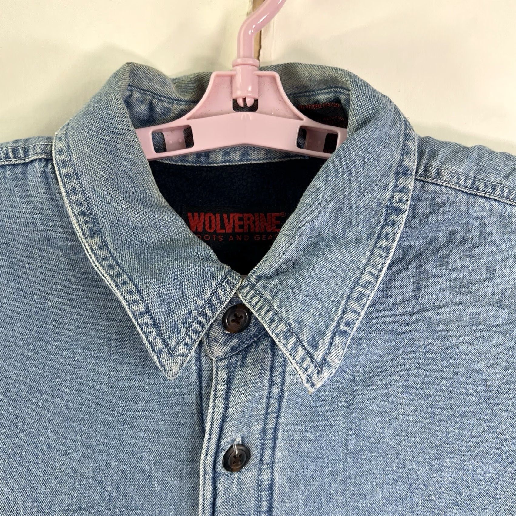 Denime Wolverine Denim Work Shacket LT Blue Sherpa Lined Button-Up Shirt Mens LT Western Outdoor Size US L / EU 52-54 / 3 - 2 Thumbnail