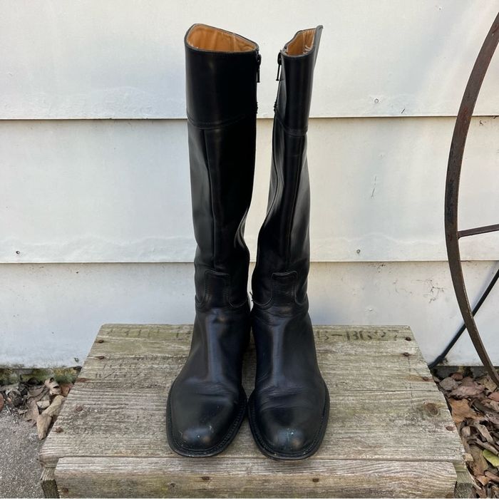 Lanvin 219879 Women Black Leather Pull On Knee High Boots