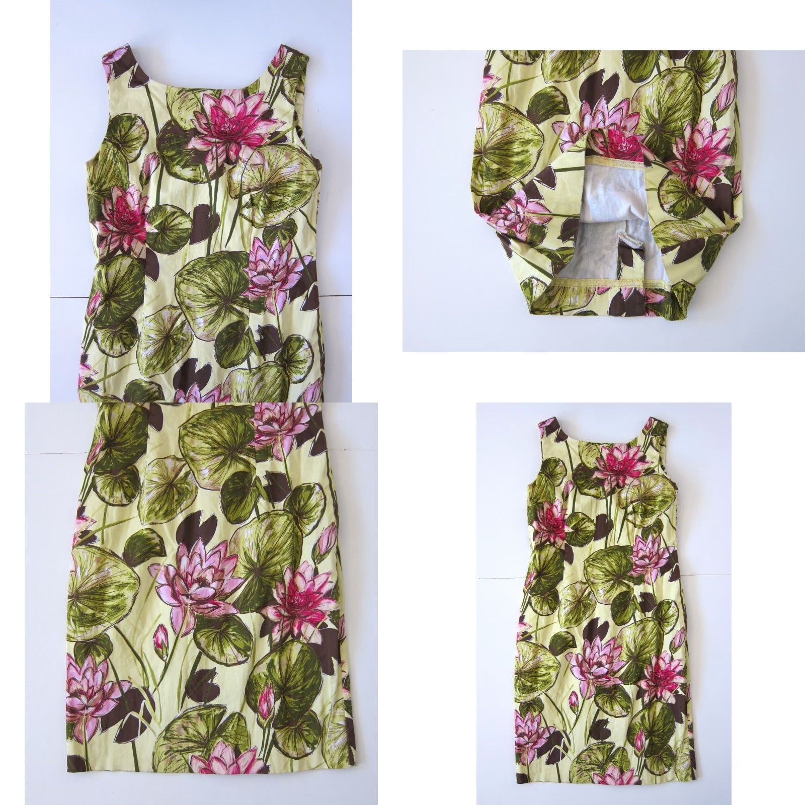 Talbots Talbots Pink Green Brown Yellow Floral Cotton Stretch A-Line Tank Dress 4 Womens Shirt Size S / US 4 / IT 40 - 8 Thumbnail