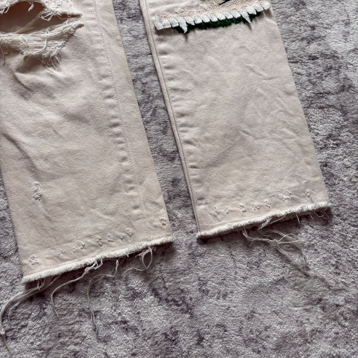 Undercover Undercover SS05 68 Green Yarn Vampire Jeans White | Size 2 Size US 27 - 2 Thumbnail
