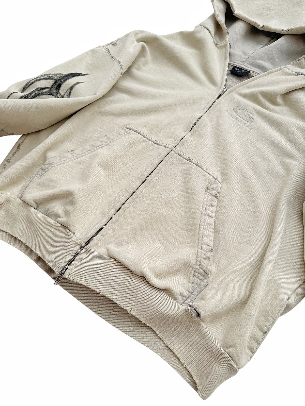 Balenciaga 2024 “Y2K” Sharpie Tattoo Tribal Crop Hoodie Size US XL / EU 56 / 4 - 11 Thumbnail