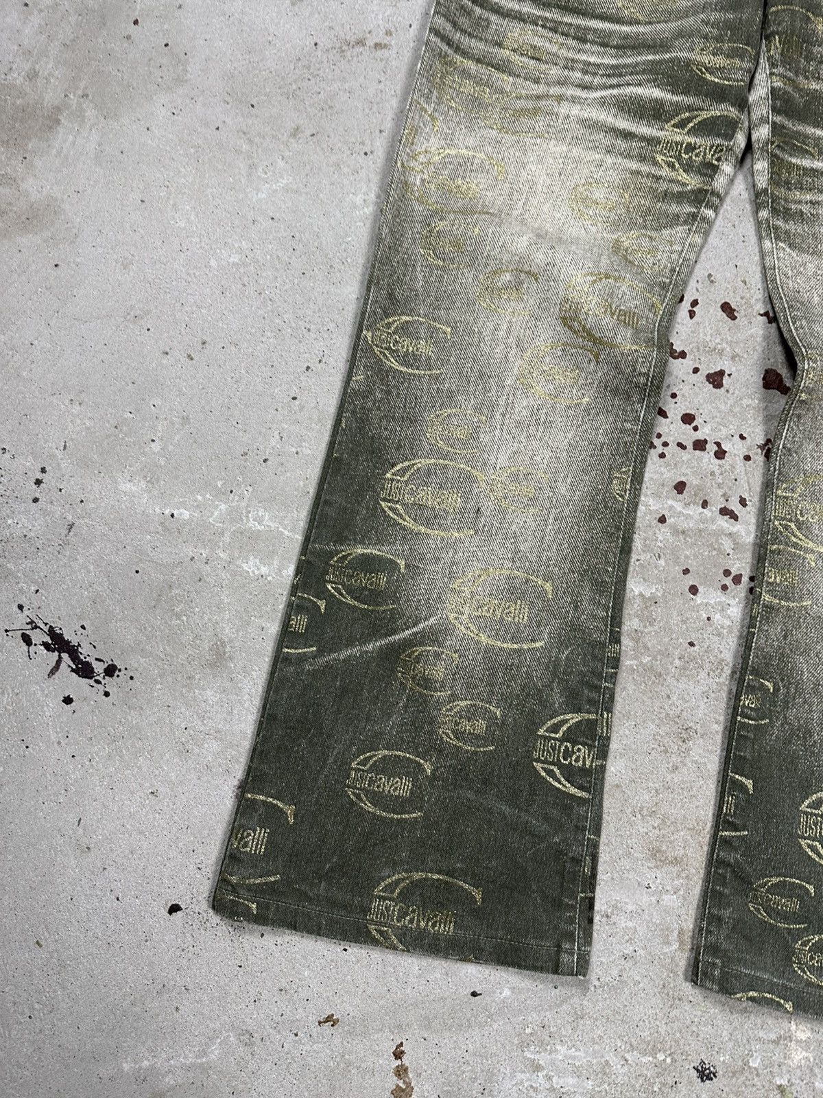 Just Cavalli Vintage 2000s Roberto Just Cavalli Monogram Flare Denim Pant Size 31" - 10 Thumbnail