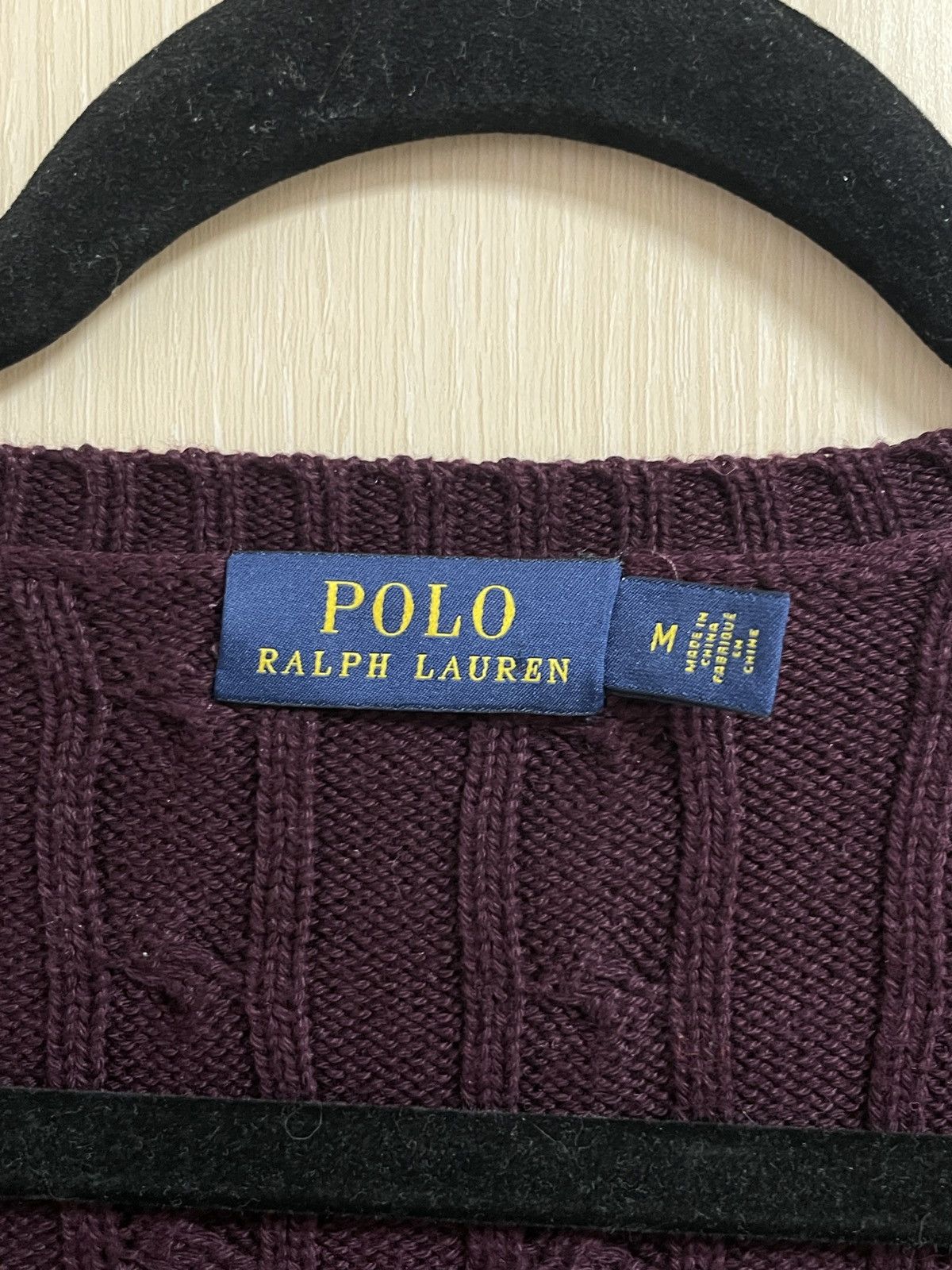 Polo Ralph Lauren Polo Ralph Lauren Cable Knit Sweater V Neck Women’s Burgundy Size M / US 6-8 / IT 42-44 - 5 Thumbnail