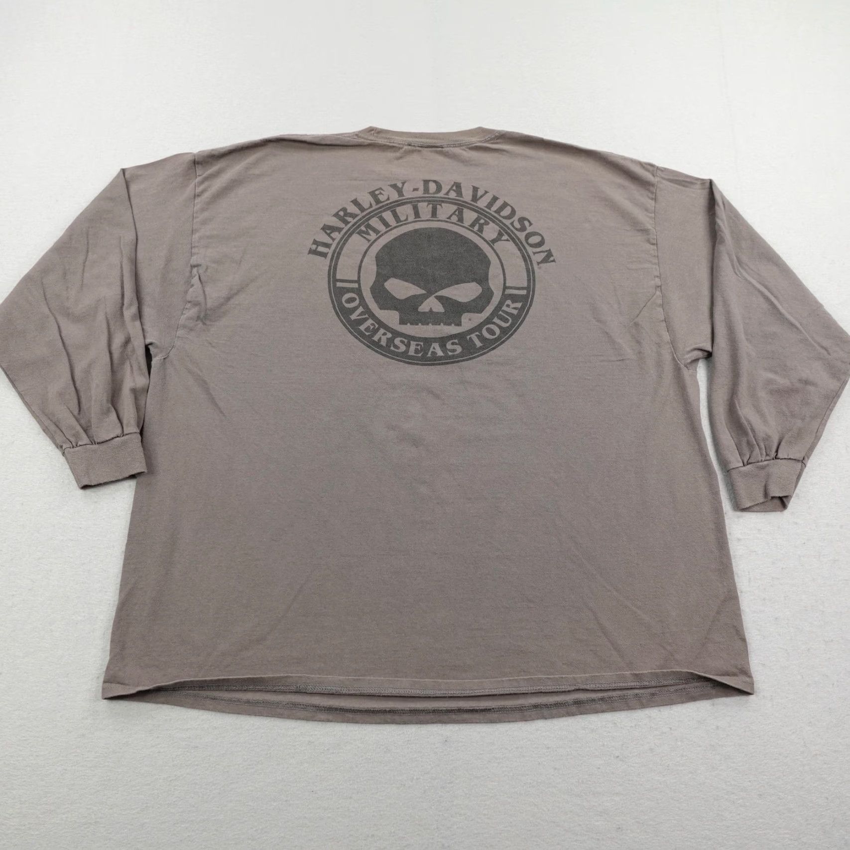 Harley Davidson VINTAGE Harley-Davidson Shirt Mens 3XL Gray Biker Motorcycle Military Skull Long Sleeve Graphic Print Crew Neck Cotton T-Shirt Mens Size US XXL / EU 58 / 5 - 5 Thumbnail
