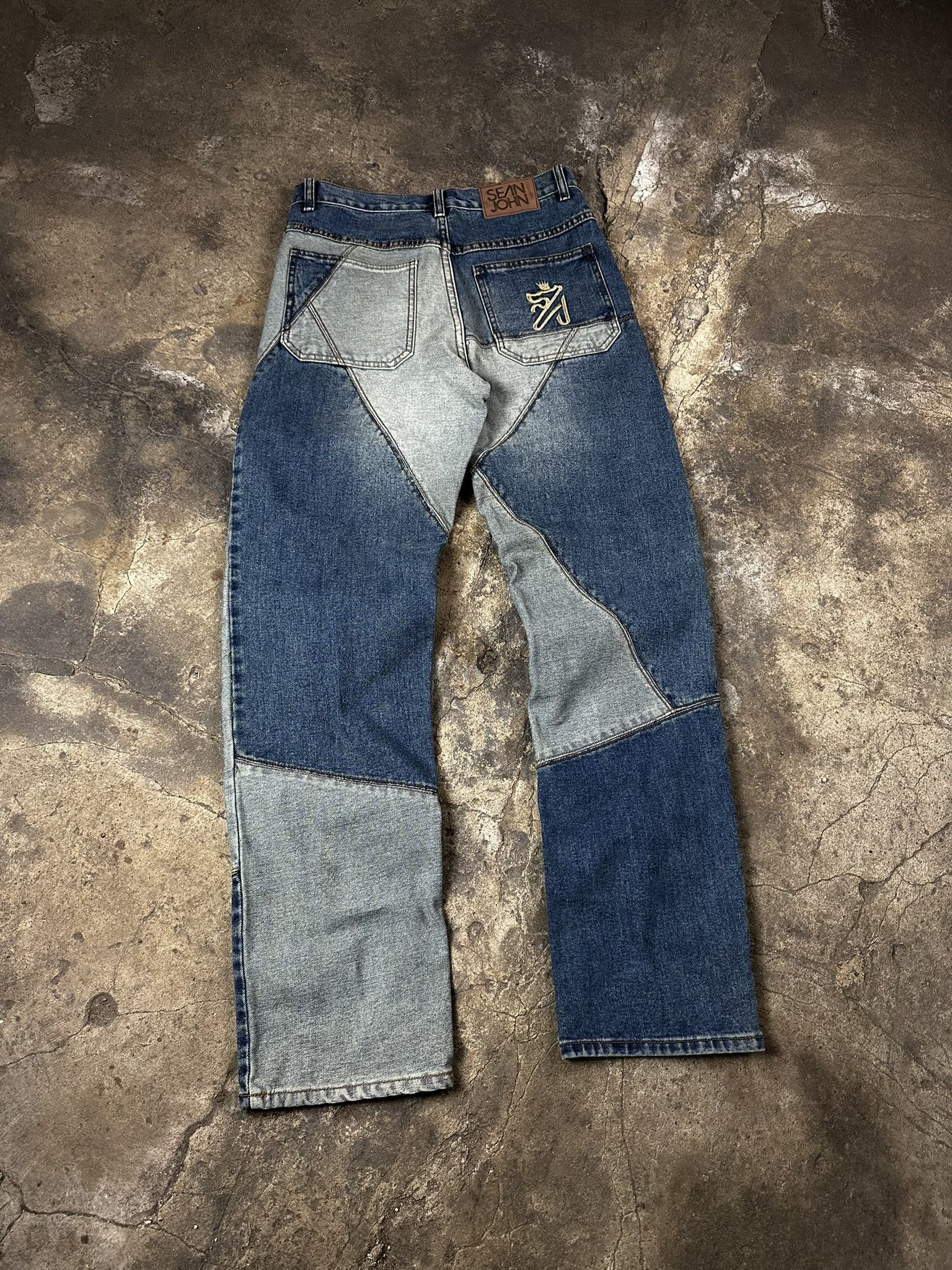 Sean John 2000s Sean John Patchwork Oversized Hiphop Rap Jeans Pants Size US 32 / EU 48 - 1 Thumbnail