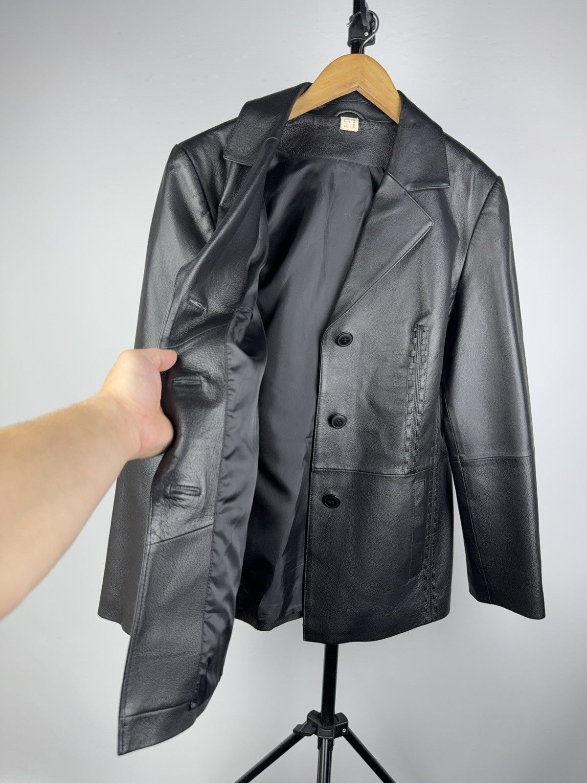 Vintage Vintage 90s Retro Avant Garde Rock Women’s Leather Jacket Size M / US 6-8 / IT 42-44 - 10 Thumbnail