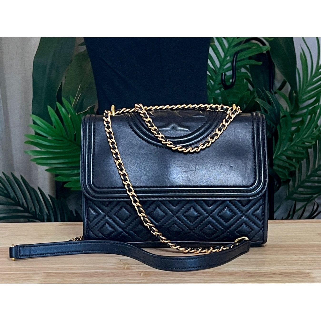 Tory Burch AUTHENTIC TORY BURCH Black Fleming Quilted Leather Handbag Size ONE SIZE - 2 Thumbnail