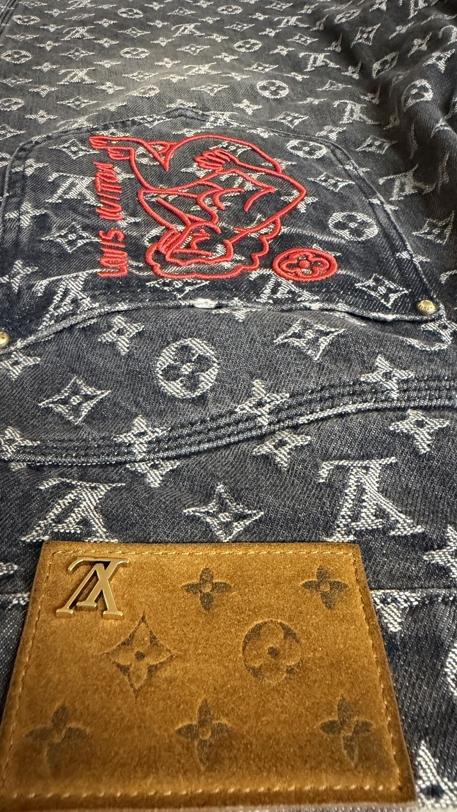 Louis Vuitton Louis Vuitton 34 Distressed Black Monogram Denim Jeans Size US 34 / EU 50 - 7 Thumbnail