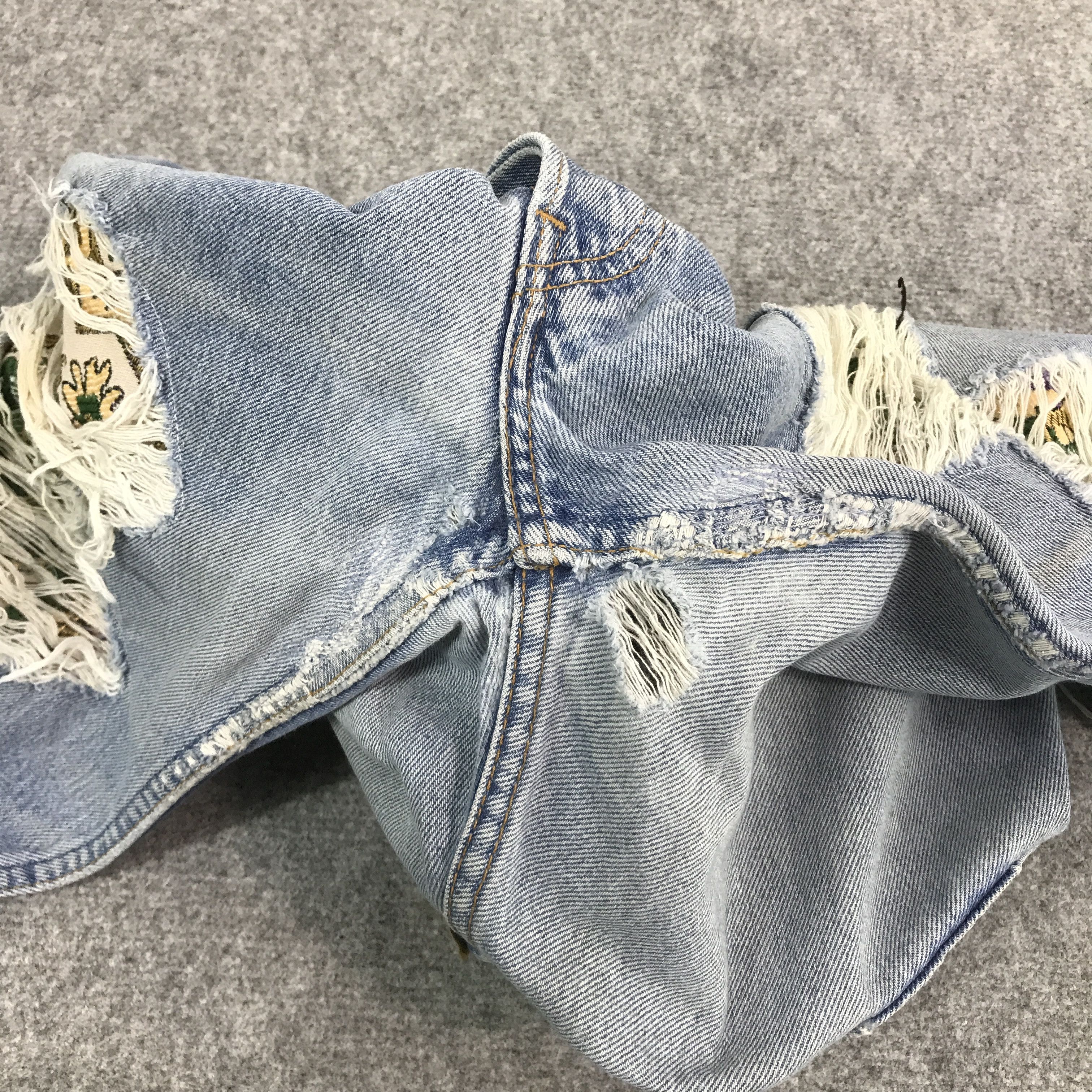 Levi's Vintage Clothing × Vintage Vtg Levi's 501 distressed patchwork denim jeans pants Size US 32 / EU 48 - 9 Thumbnail