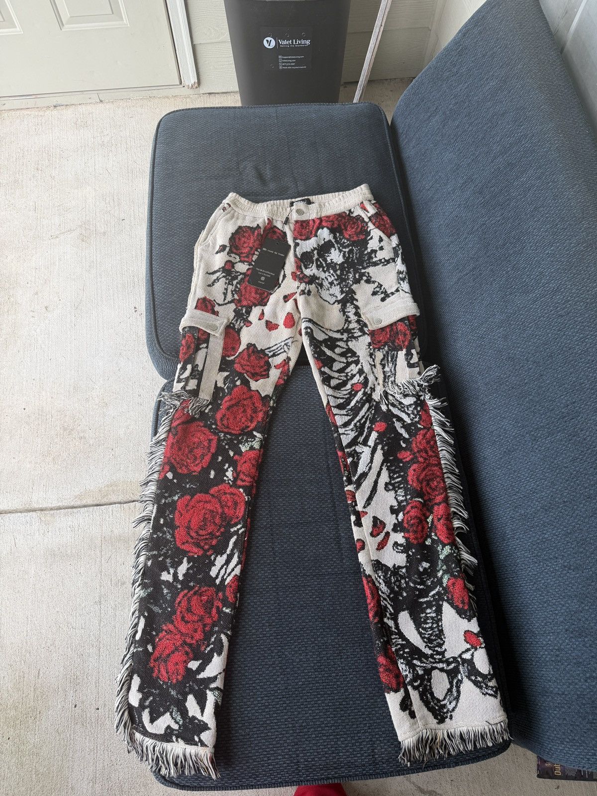 GUAPI Woven Tapestry Knit Pants – Cream/Black/Red Size US 32 / EU 48 - 1 Thumbnail