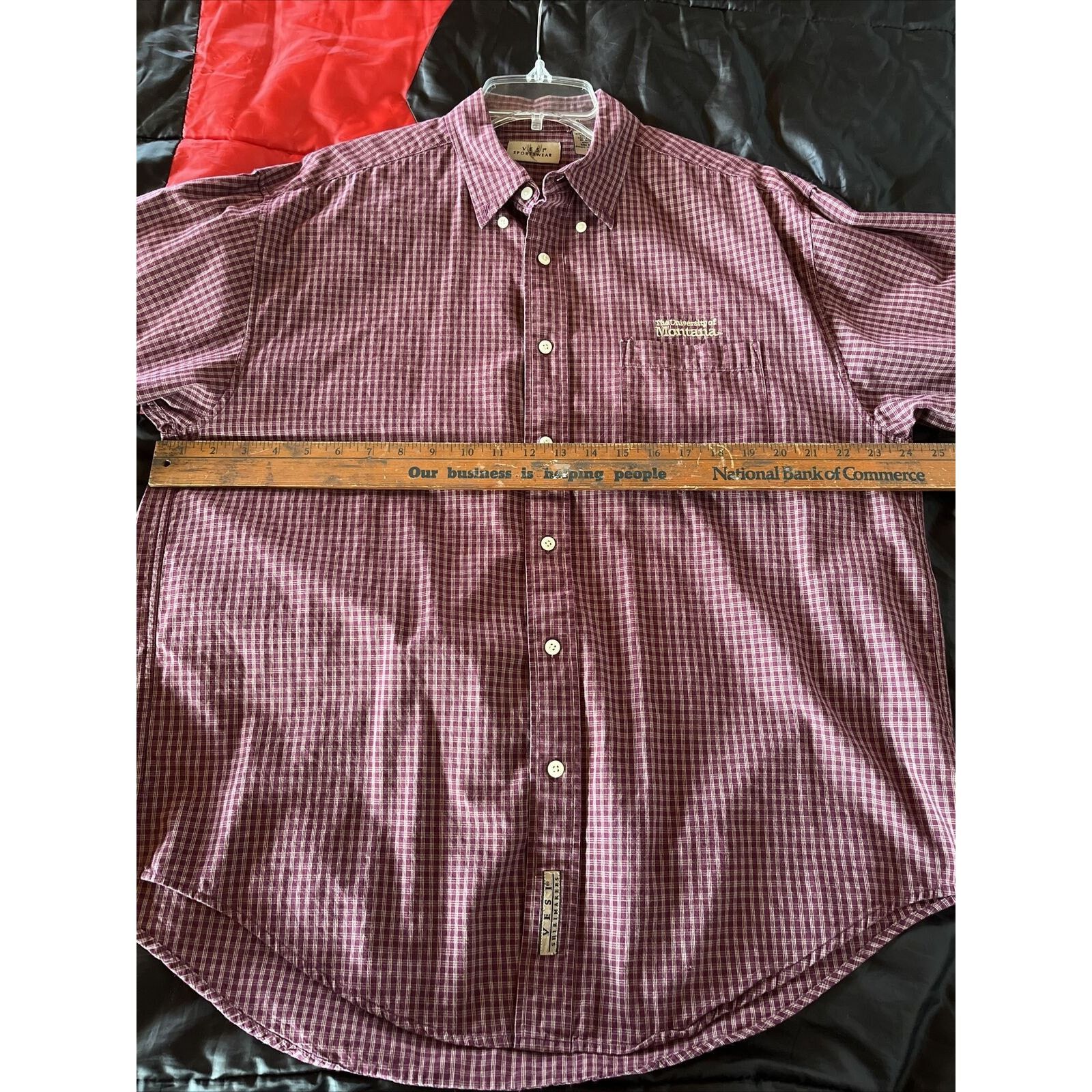 Other vesi sportswear men’s L burgundy check Montana cotton shirt Size US L / EU 52-54 / 3 - 18 Thumbnail