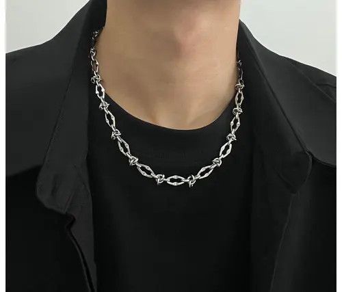 Jewelry Barbed Wire Silver Necklace Size ONE SIZE - 2 Thumbnail