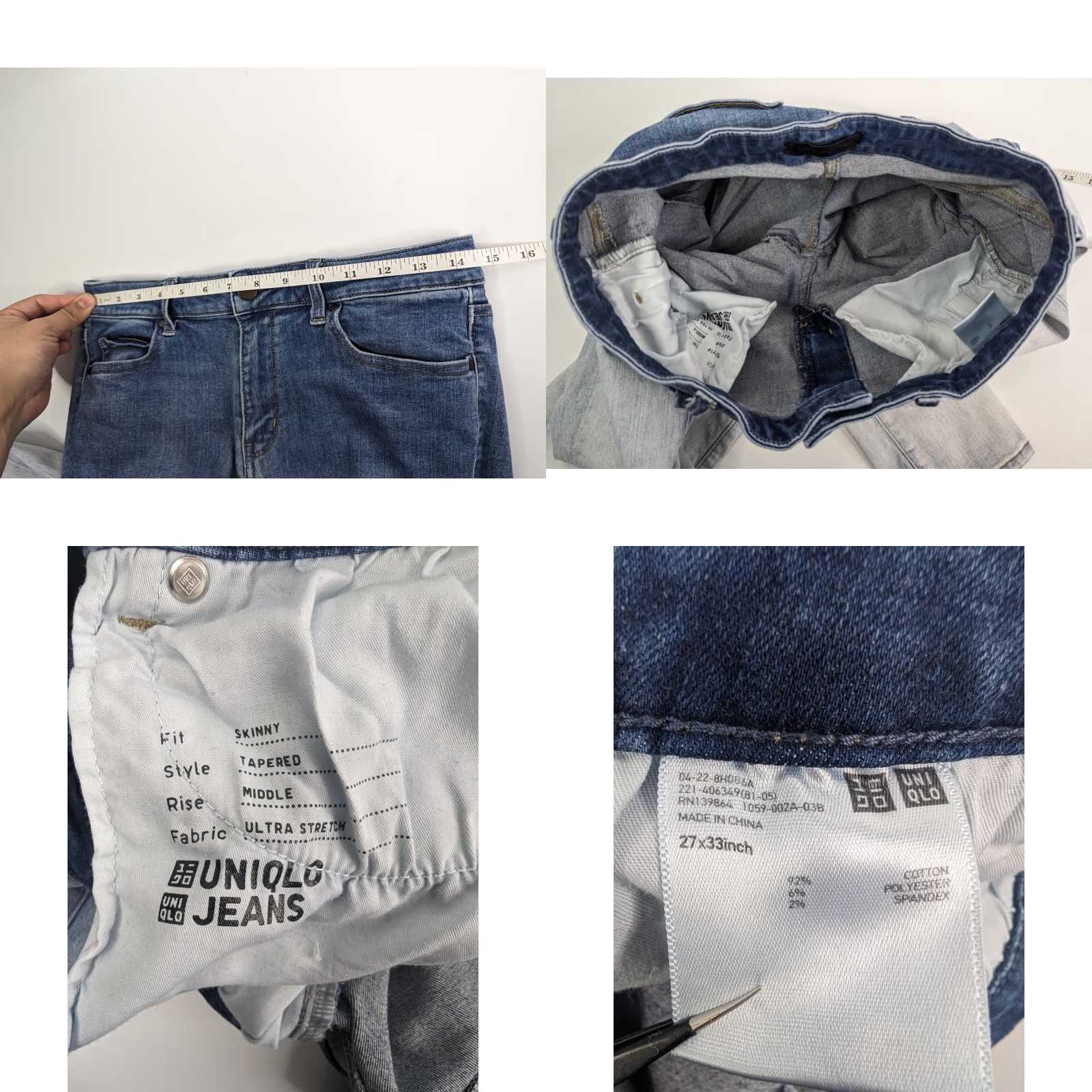 Uniqlo VINTAGE Uniqlo Jeans Dip Tye Ombré Mid Rise Skinny Tapered 27x33 Ultra Stretch Size 27" / US 4 / IT 40 - 8 Thumbnail