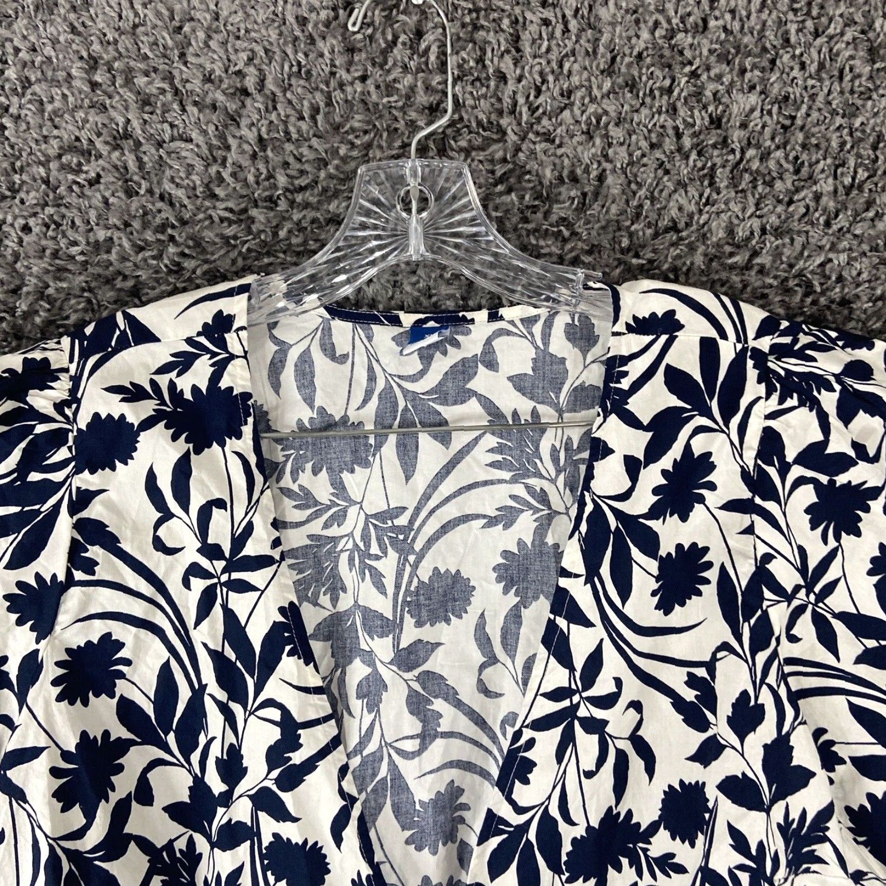 Old Navy Old Navy Blouse Women's XL White Blue Floral Puff Sleeves Multicolor Womens Size XL / US 12-14 / IT 48-50 - 6 Thumbnail