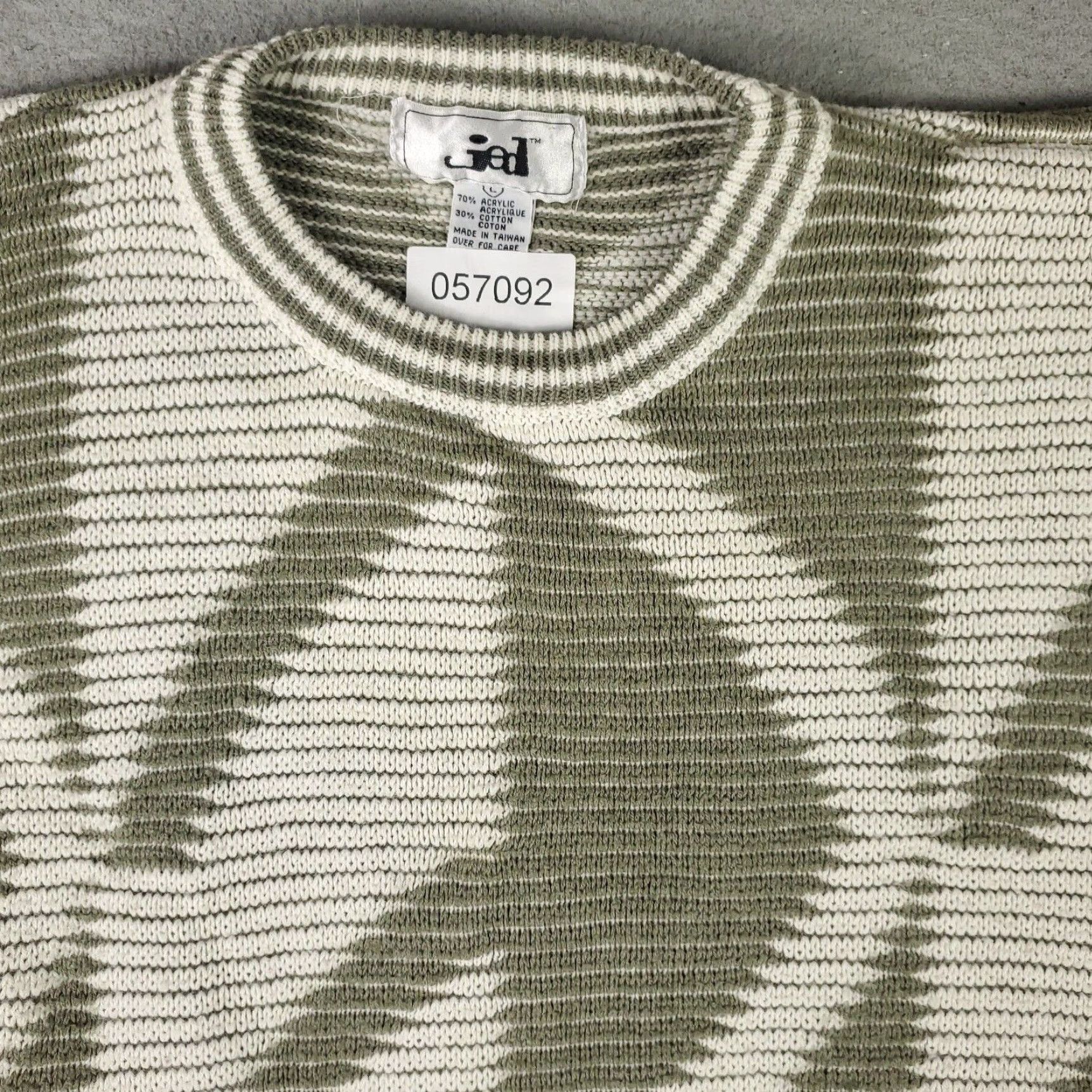Vintage Jed Mens Beige Large Extra Large Vintage 80s Knit Pullover Sweatshirt Size US L / EU 52-54 / 3 - 2 Thumbnail