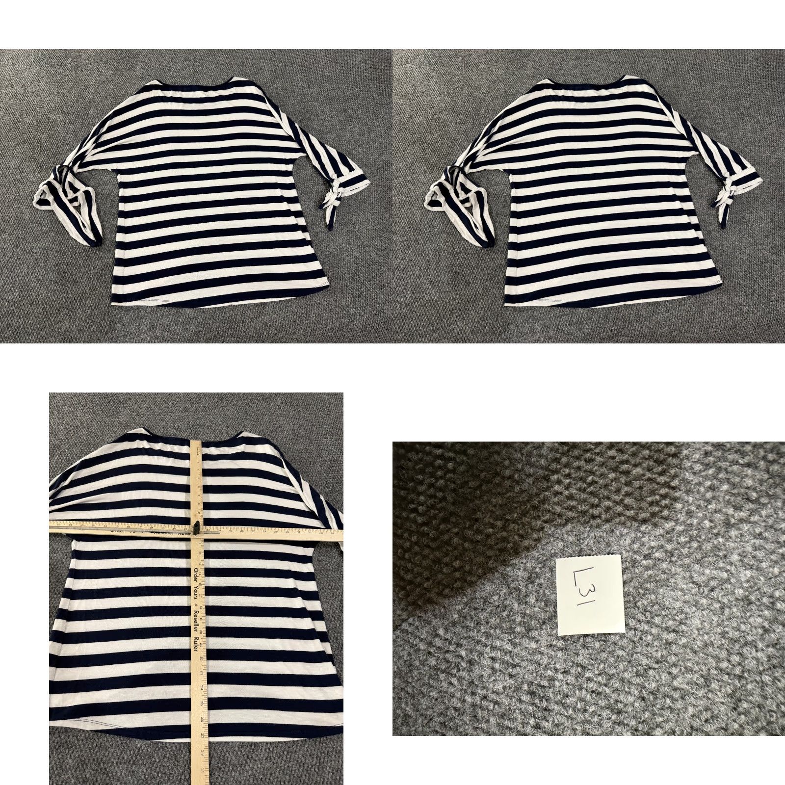 Soft Surroundings Soft Surroundings Blouse Shirt Womens L Blue Striped Round Neck Long Sleeve Stretch Casual Knit Shirt Size L / US 10 / IT 46 - 8 Thumbnail
