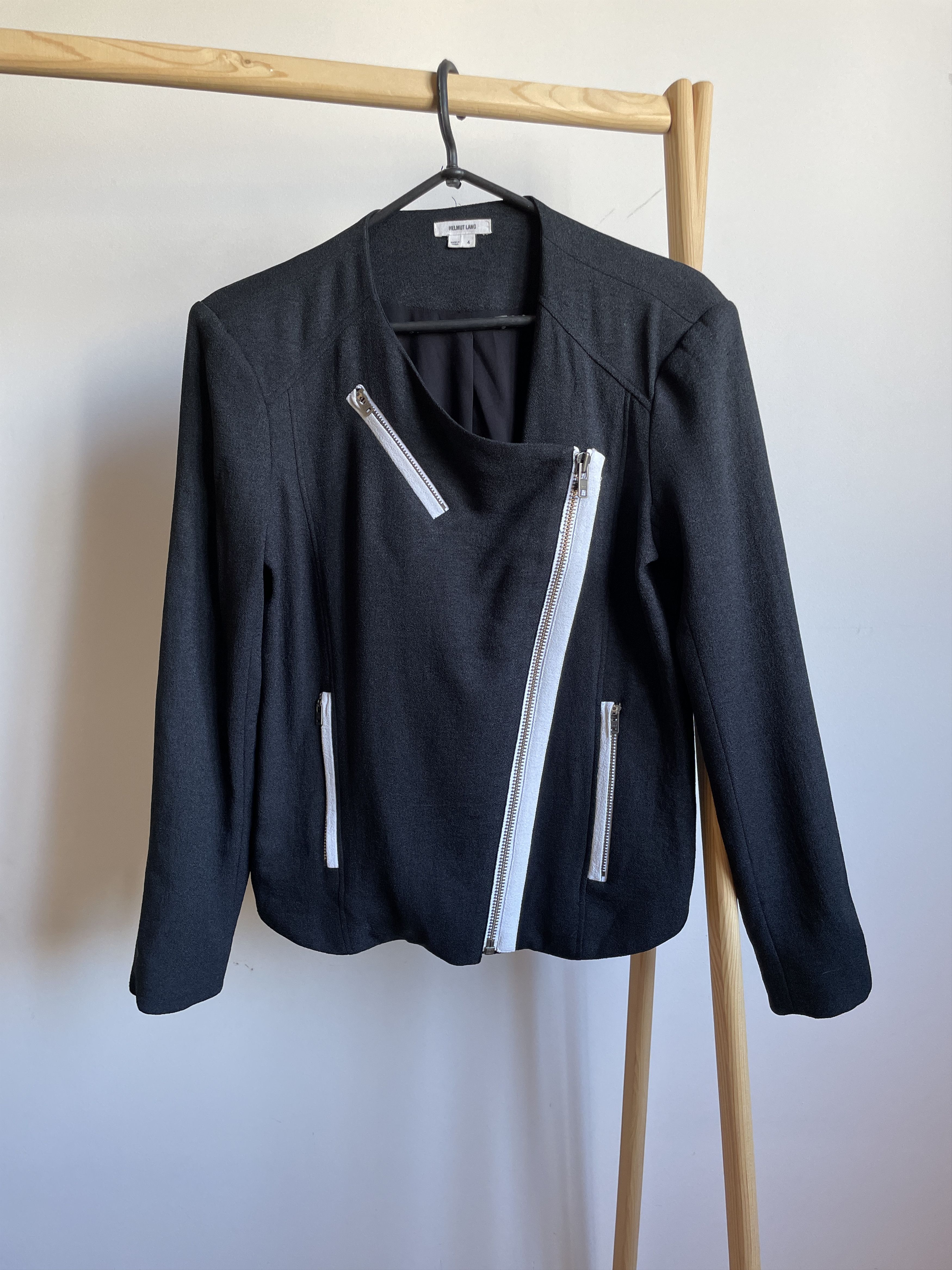 Helmut Lang Helmut Lang Womens Collarless Moto Asymmetrical Zip Jacket Size S / US 4 / IT 40 - 1 Thumbnail