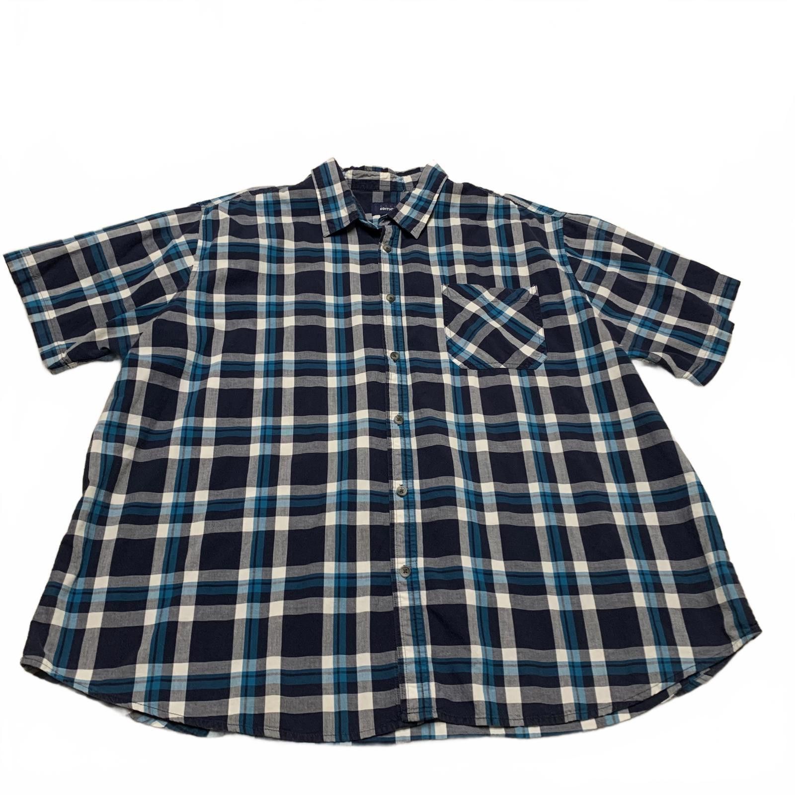 Basic Editions Basic Editions Men's 3XL Blue Plaid Short Sleeve Button Shir Size US XXL / EU 58 / 5 - 1 Thumbnail