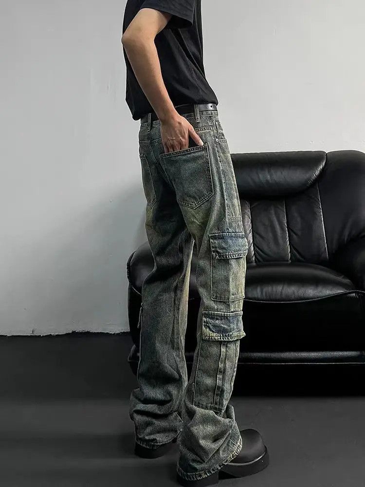 Designer × Japanese Brand Aged washed straight-leg wide-leg jeans Size US 32 / EU 48 - 4 Thumbnail