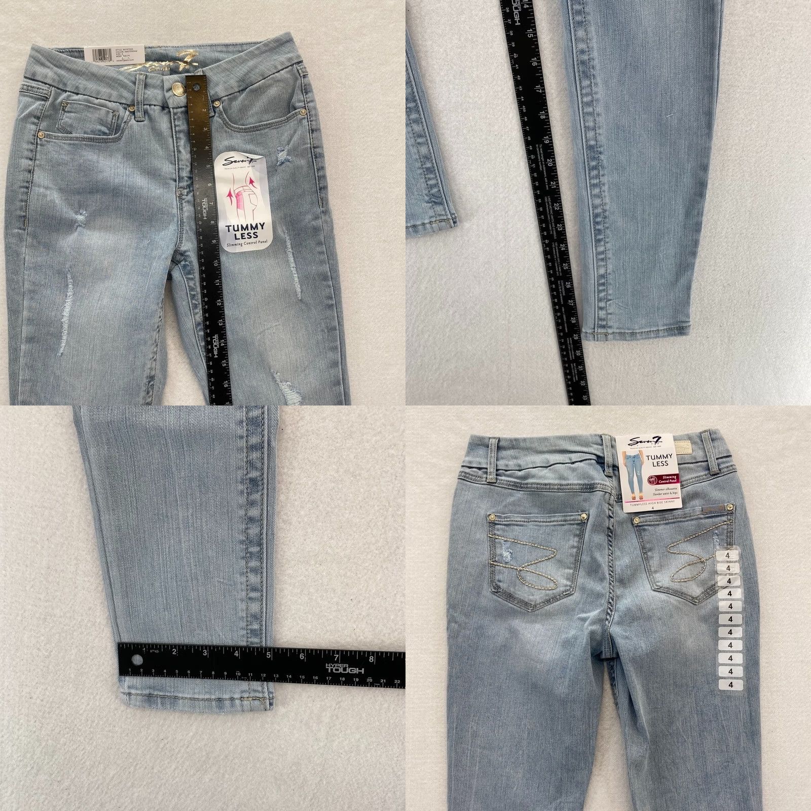 Vintage Seven7 Jeans Women's 4 Tummyless High Rise Skinny Light Wash Denim Jeans Size 27" / US 4 / IT 40 - 8 Thumbnail
