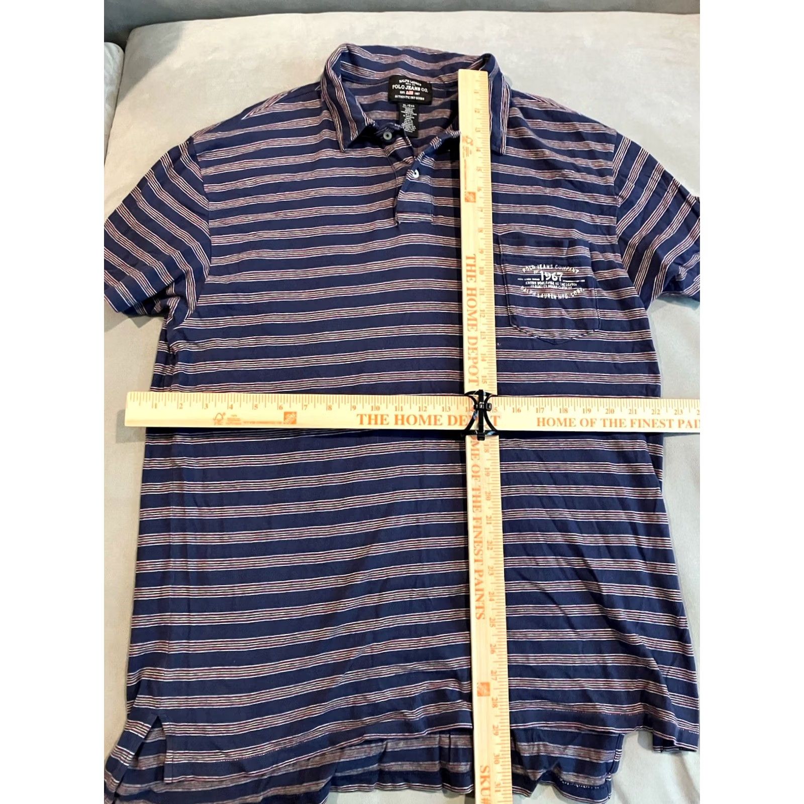 Polo Ralph Lauren VINTAGE Polo Ralph Lauren POLO JEANS Striped Cotton Golf Polo XL Men Short Sleeve Blue Cotton Golf Polo Mens XL Size US XL / EU 56 / 4 - 5 Thumbnail