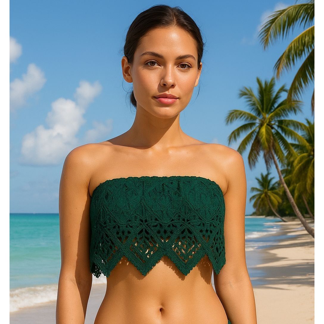 Other Women's Crochet Bandeau Flounce Bikini Top large Size L / US 10 / IT 46 - 1 Thumbnail