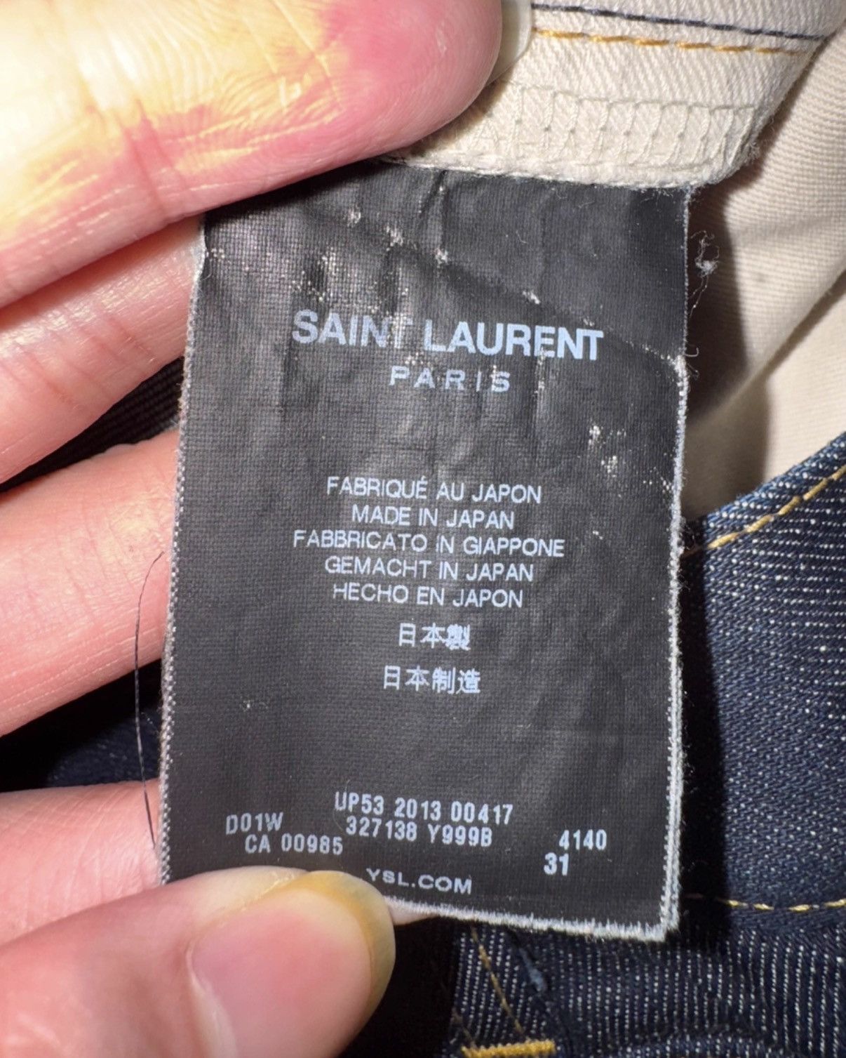Saint Laurent Paris Saint Laurent (SLP) 13FW Dark Blue Selvedge Raw Denim Jeans Size US 31 - 7 Thumbnail