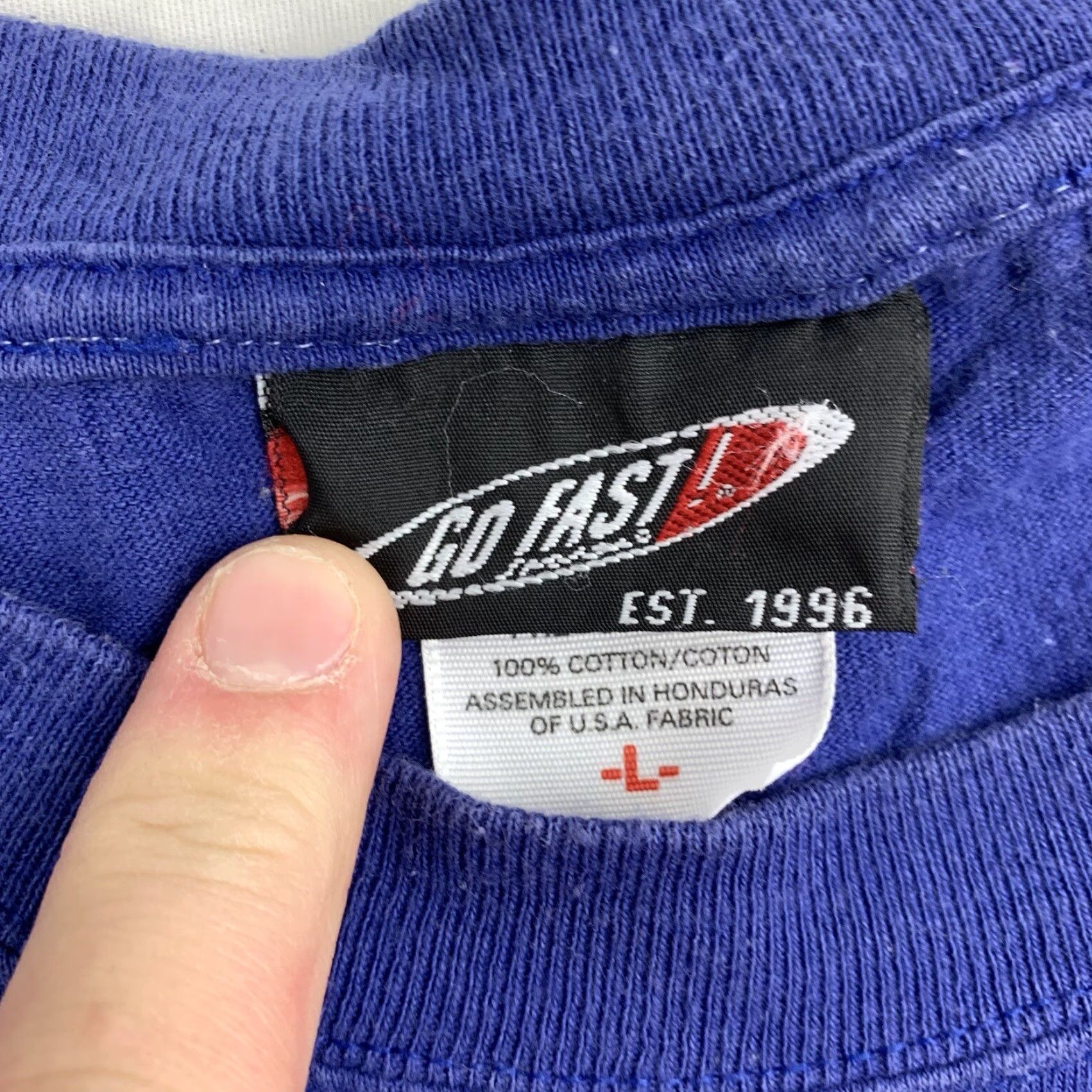 Vintage VINTAGE Go Fast Shirt Mens Large Blue Long Sleeve Crew Neck Grunge Y2K 47t Size US L / EU 52-54 / 3 - 6 Thumbnail