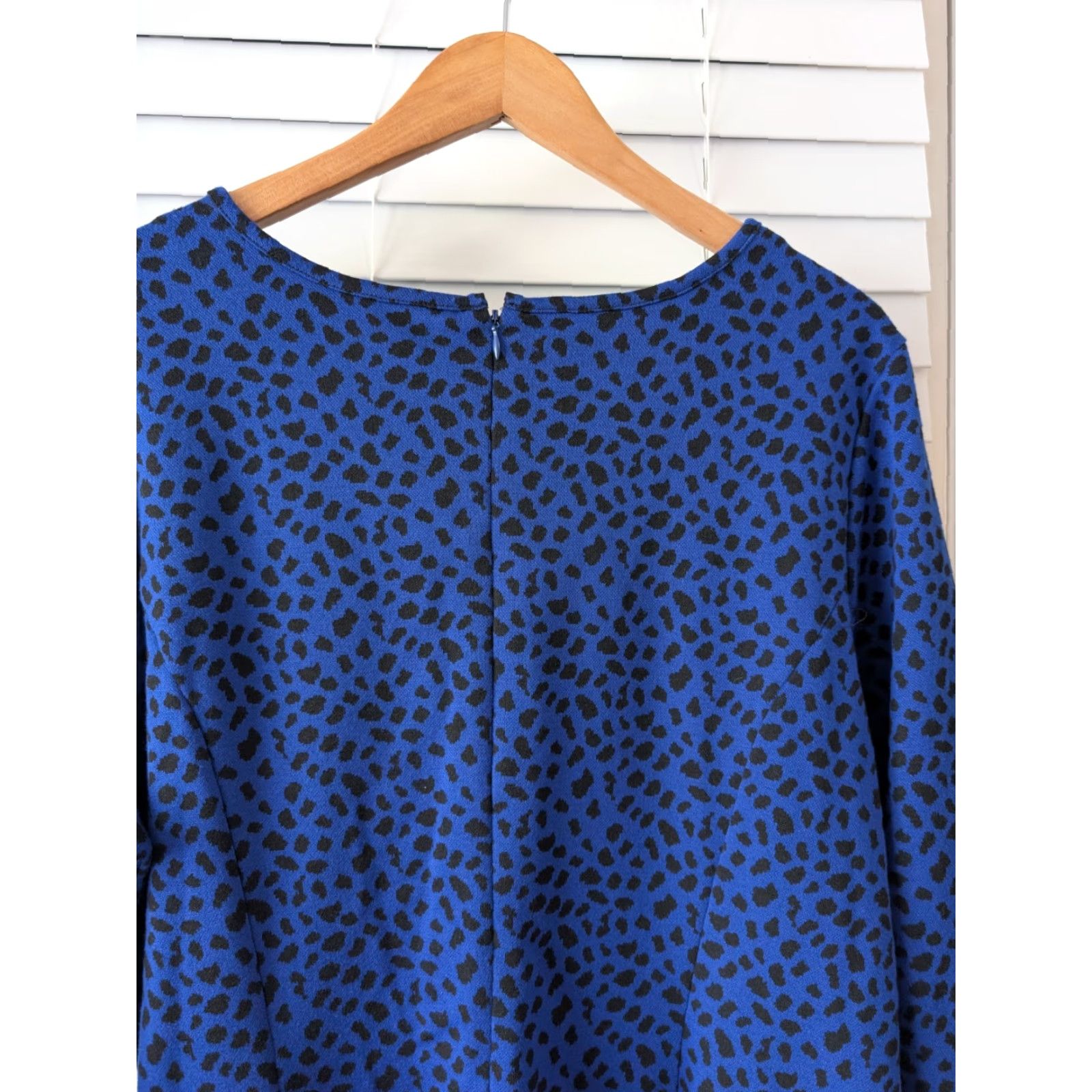 Vintage Joan Rivers Woman Sheath Dress XL Blue Animal Print 3/4 Sleeve Knee Length Zip Size XL / US 12-14 / IT 48-50 - 4 Thumbnail