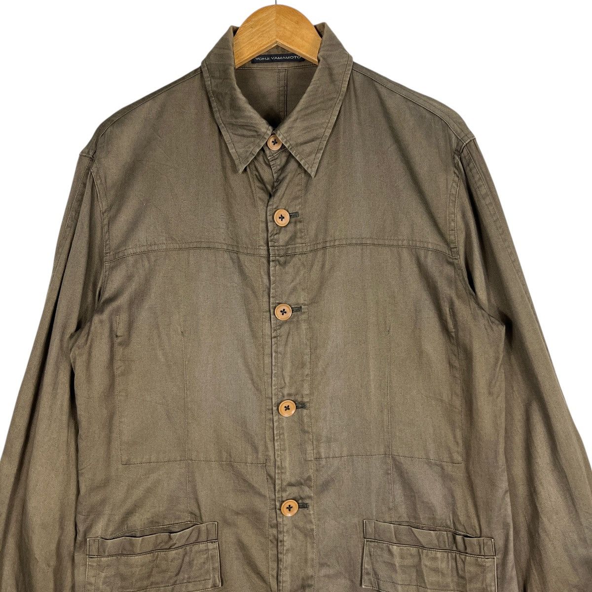 Yohji Yamamoto Yohji Yamamoto Dark Green Cotton Chore Jacket Size US L / EU 52-54 / 3 - 6 Thumbnail