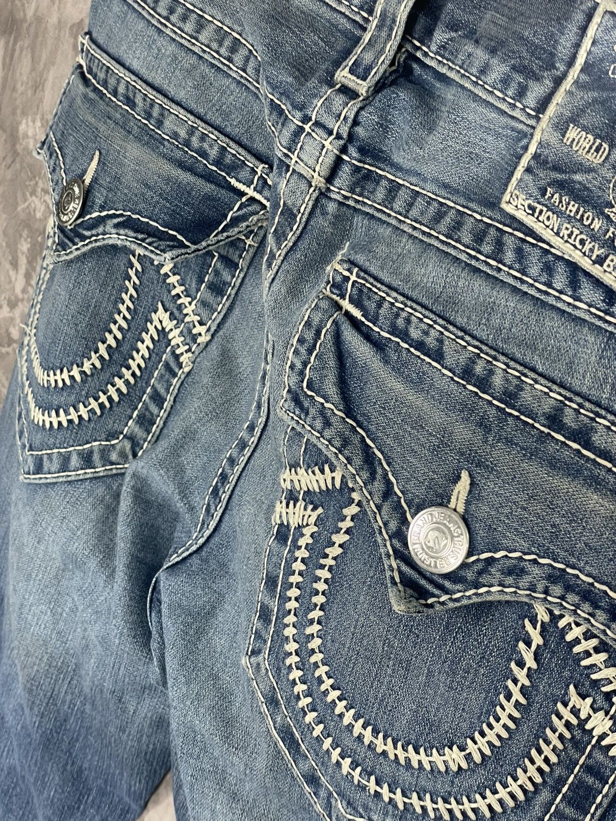 Japanese Brand × True Religion 💥Y2K Vintage True Religion White Stitch Rare Straight Jeans Size US 36 / EU 52 - 8 Thumbnail