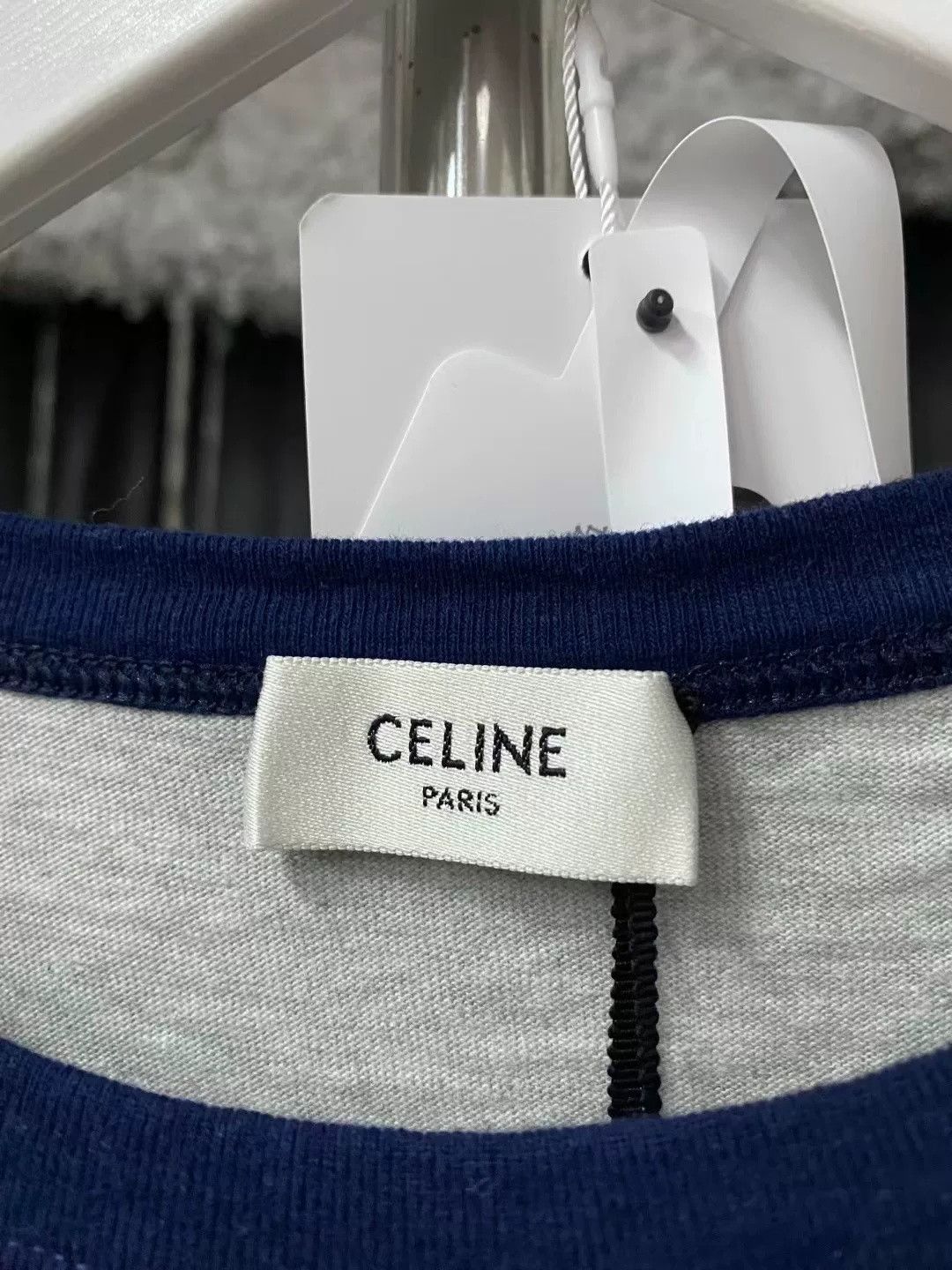 Celine Celine Blue Gray Triomphe Logo Raglan Long Sleeve Size US 26 / EU 42 - 5 Thumbnail