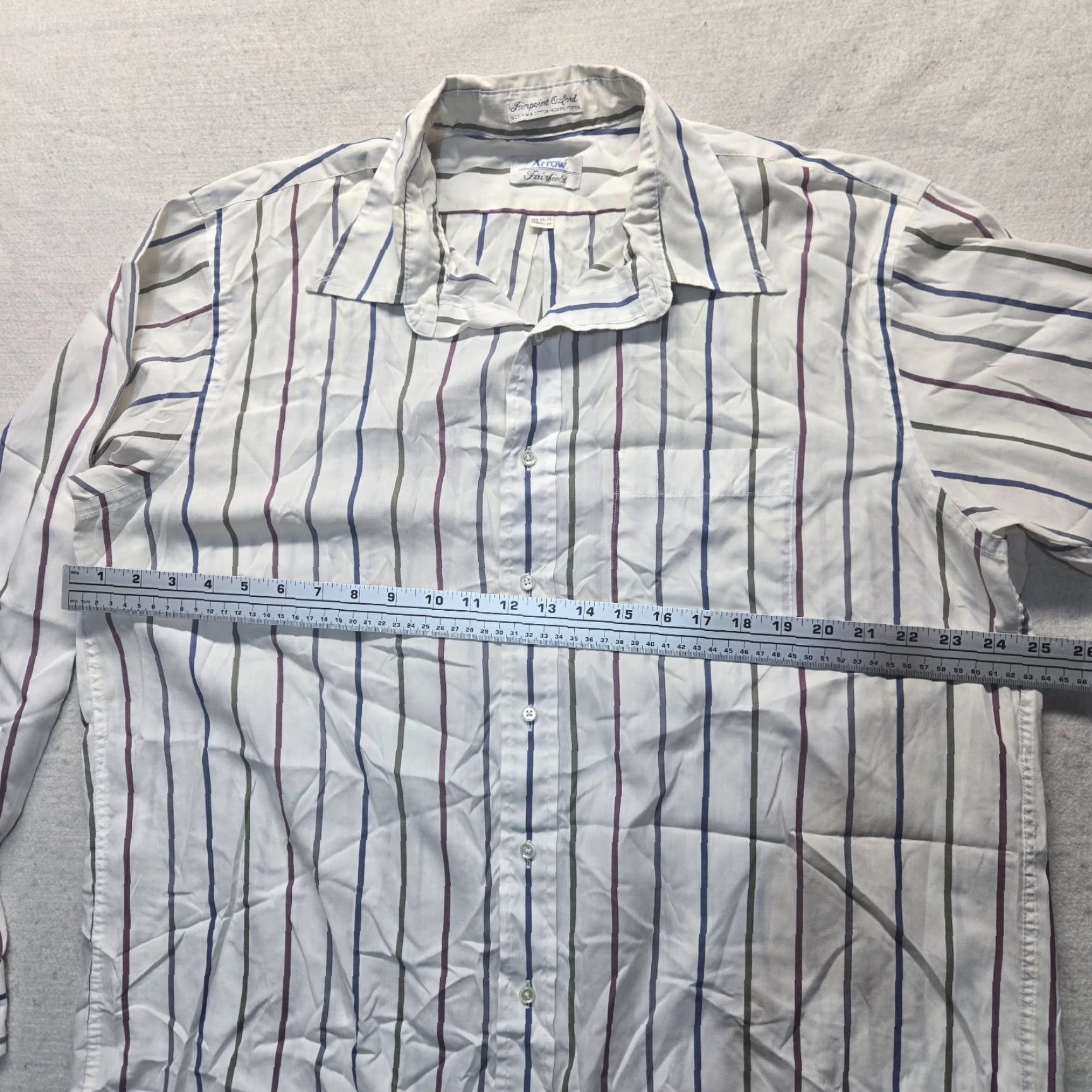 Arrow Arrow Shirt Men Striped White Long Sleeve Size 17.5 34/35 Adult Size US XXL / EU 58 / 5 - 4 Thumbnail