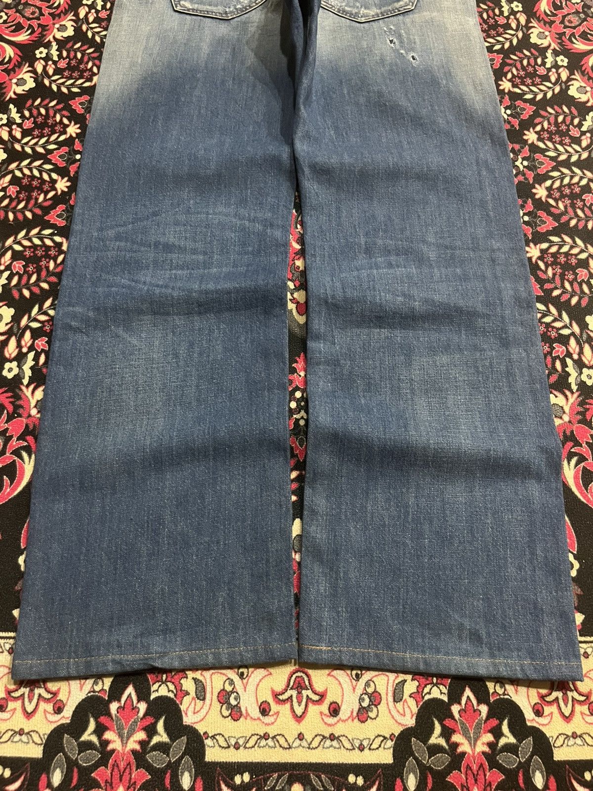 Diesel Vintage Diesel “Larkee” Blue Washed Distress Loose Leg Jeans Size US 31 - 13 Thumbnail