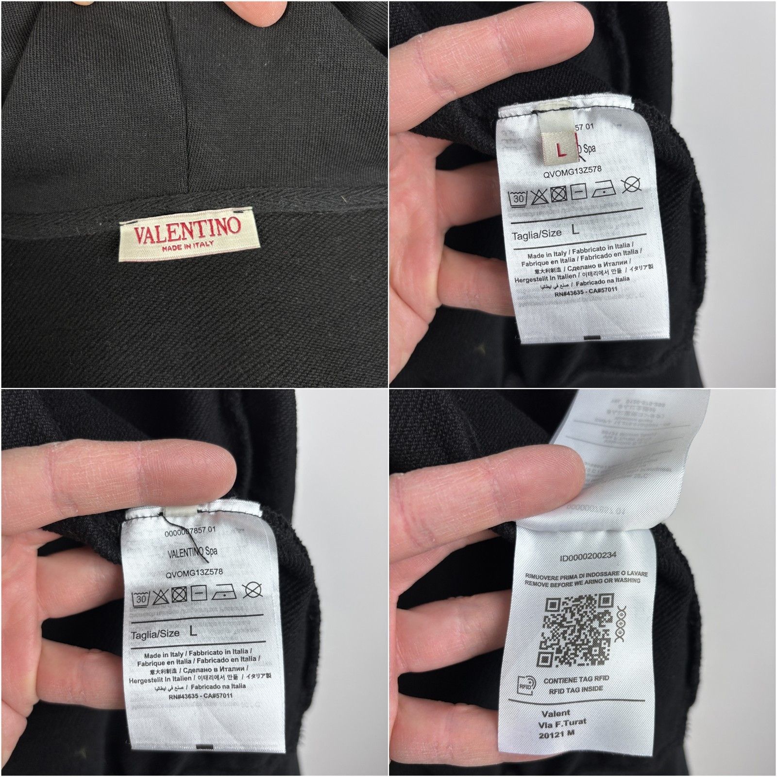 Valentino Womens Valentino Embossed Logo Hoodie Black Size L Size L / US 10 / IT 46 - 10 Thumbnail