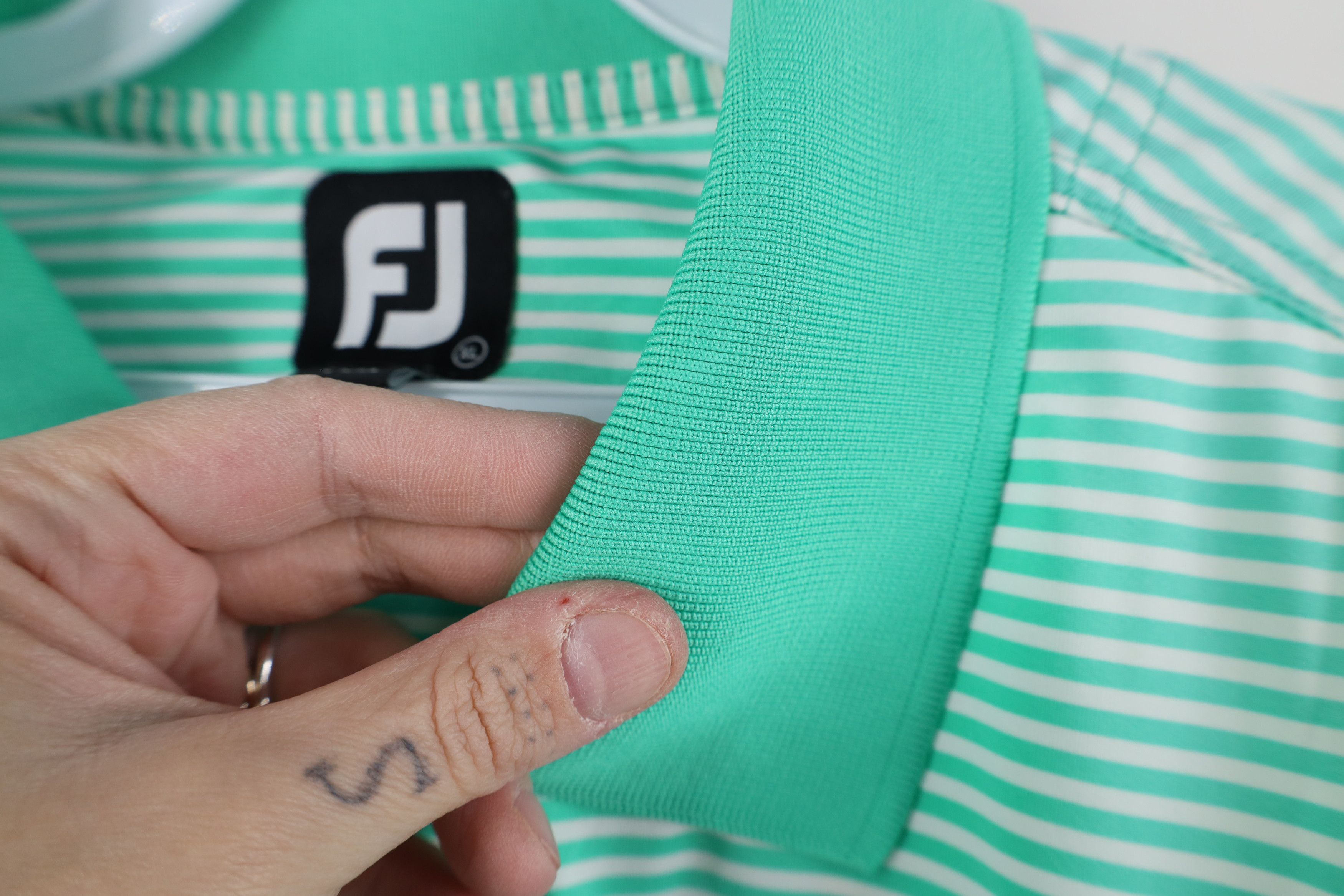 Footjoy FootJoy Logo Stretch Striped Collared Golf Polo Shirt Green Size US XL / EU 56 / 4 - 8 Thumbnail