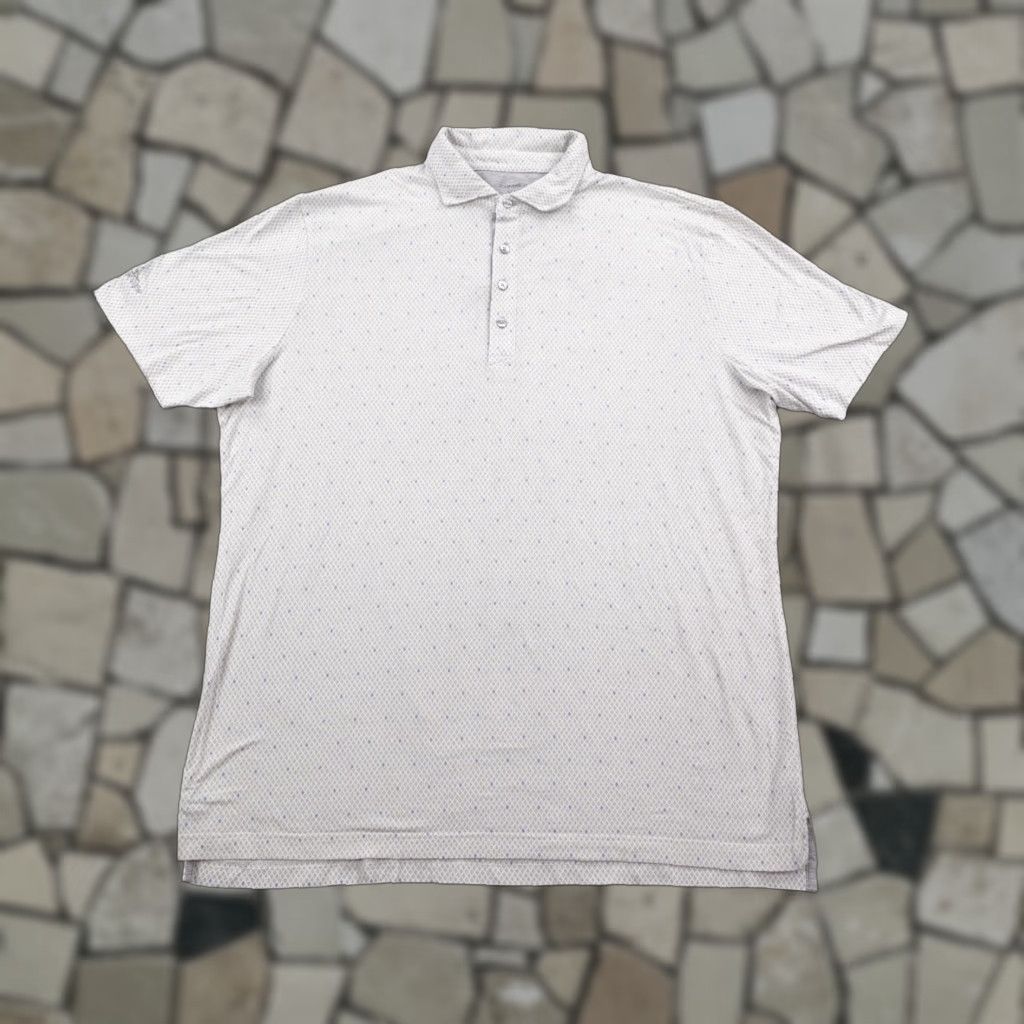 johnnie-O Johnnie O Performance Polo Shirt Mens XL White Gray Geometric Print Linxter Outdoor Sports Size US XL / EU 56 / 4 - 1 Thumbnail