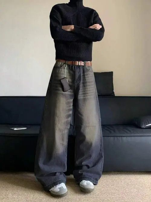 Vintage Washed Retro Wide Leg Denim Jeans