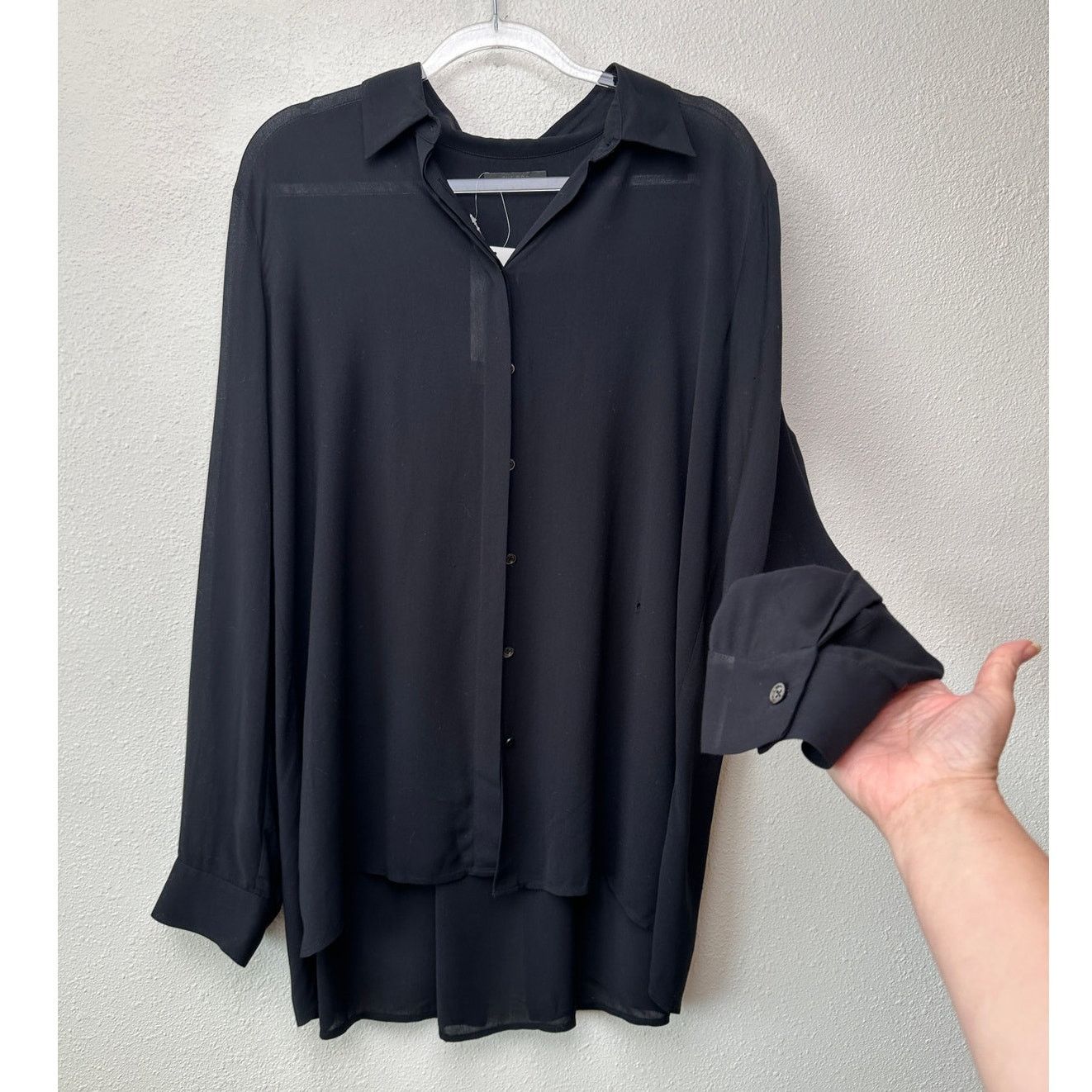 The Row The Row Black Shirt Button Long Sleeve Collared L Semi Sheer Size L / US 10 / IT 46 - 2 Thumbnail