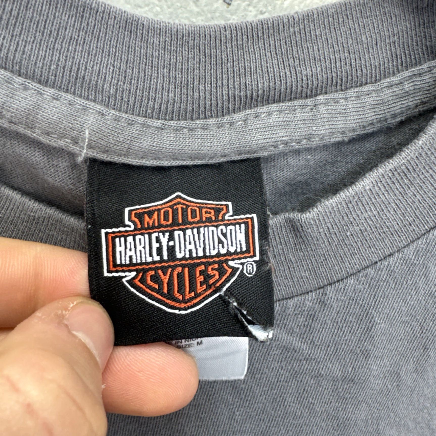 Harley Davidson Harley-Davidson T-Shirt Mens Medium Gray Graphic Print Woodstock New York Motorcycle Biker Tee Shirt Size US M / EU 48-50 / 2 - 3 Thumbnail